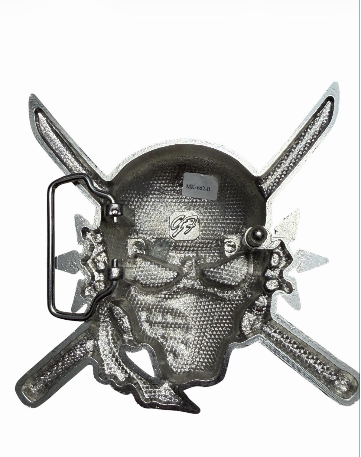 Skull Belt Buckle Skeleton Metal Gothic Tattoo Halloween Costume Crossed Swords