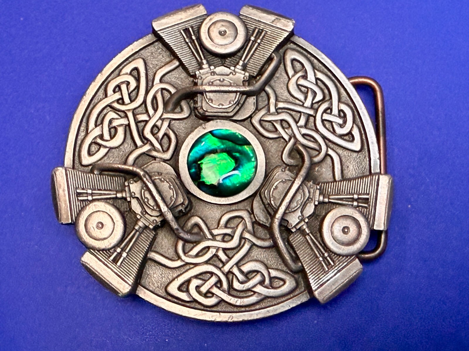 Celtics Knot with Centered Green Stone Gothic Punk 2005 Bergamot Belt Buckle
