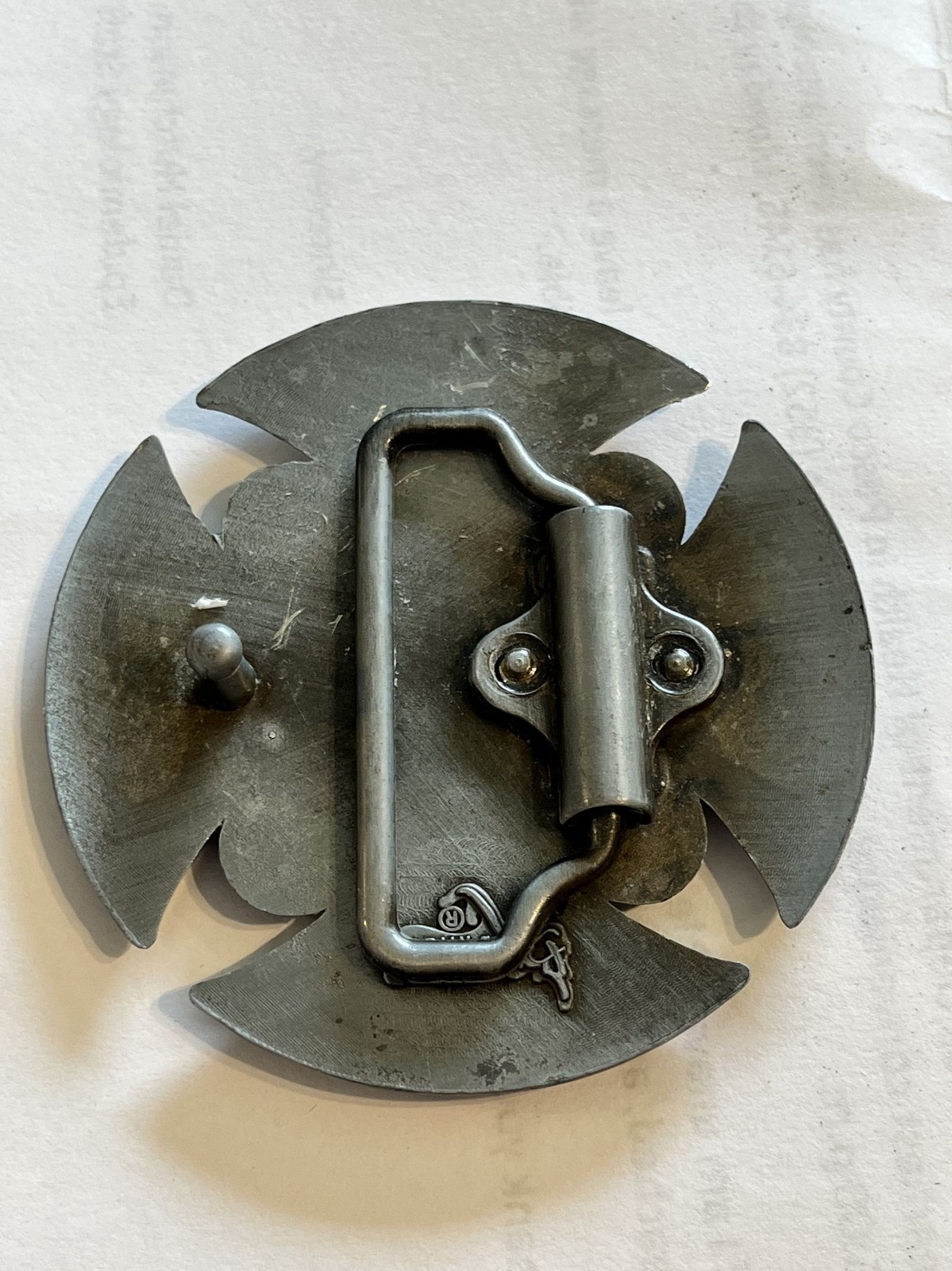 Celtic Cross Belt Buckle Irish Antique Knot Shield Brushed Silver 2.5&Prime; Indie 80s