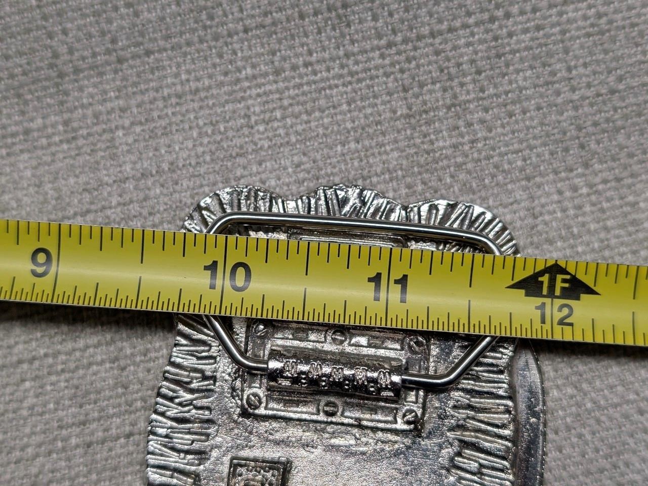 vintage USA made AMERICAN TRUCKER belt buckle SEMI TRUCK brass ENAMEL big rig