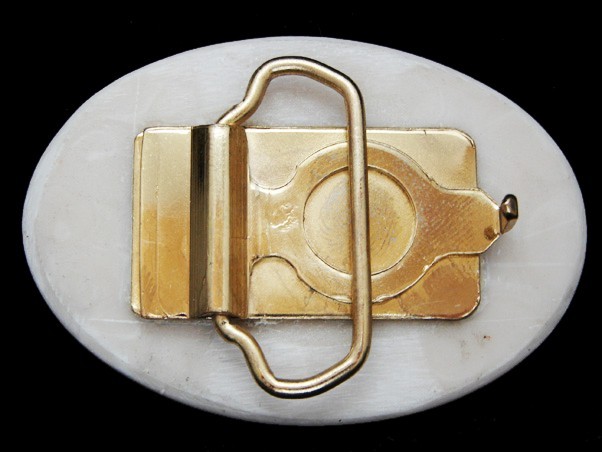 NF09149 *NOS* REALLY NICE **COLORADO (WILDLIFE)** WHITE MARBLE STONE ART BUCKLE