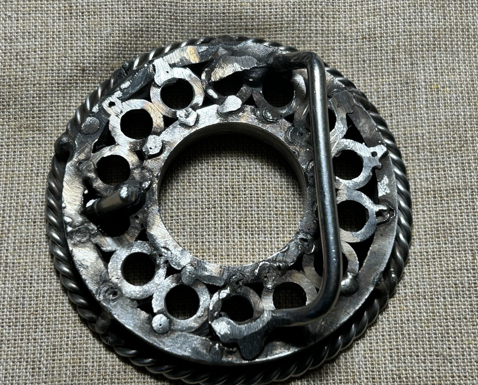 Vintage Style Round Belt Buckle Silver Tone Western Concho 2.5”