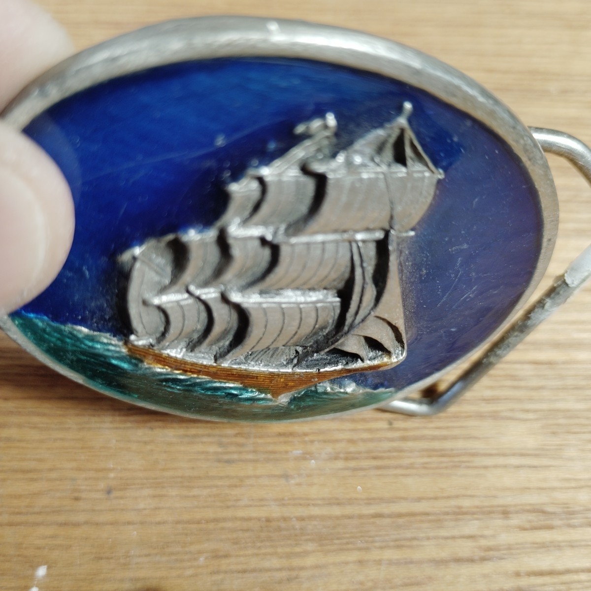 TWO Vintage Bergamot Brass Works Sailing Ship Belt Buckle Kipling 1980&rsquo;s USA
