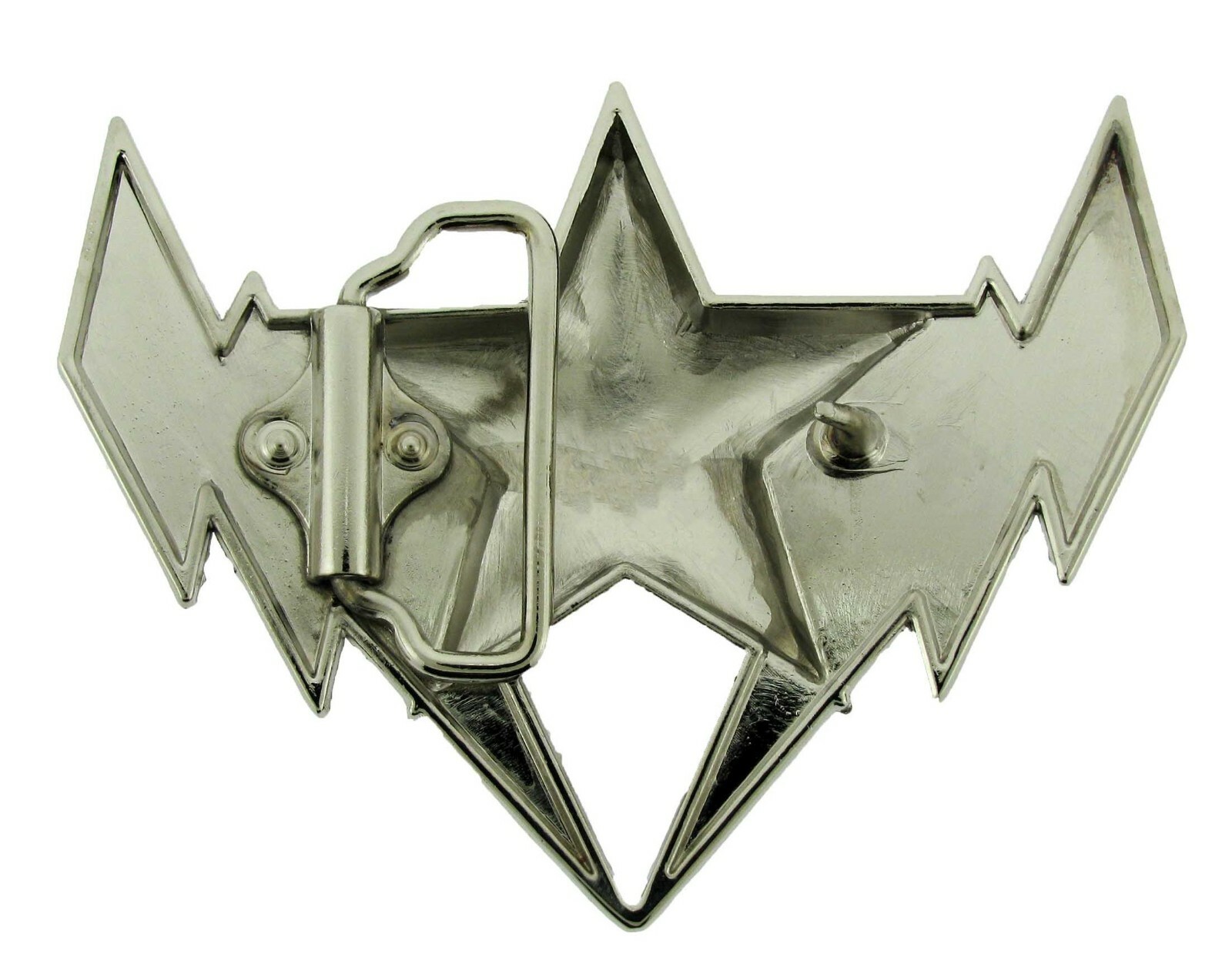 Star Belt Buckle Silver Metal Lightning Bolt Chrome Tattoo Gothic New Men Women