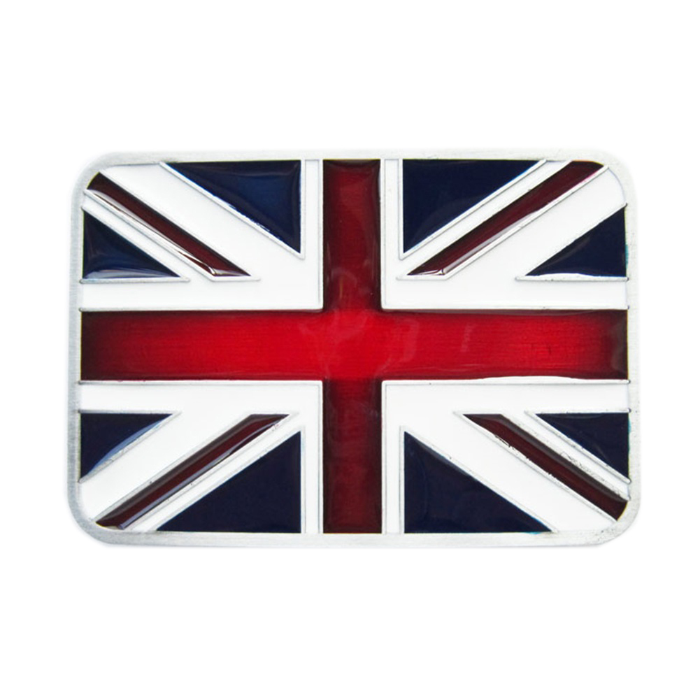 Vintage Style Enamel UK Union Jack Flag Rectangle Belt Buckle