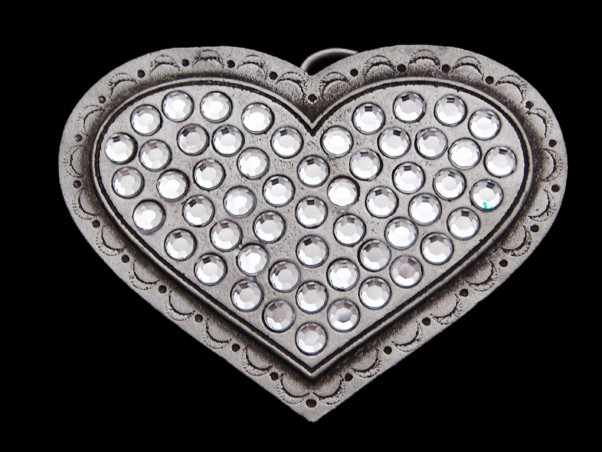 MI23112 REALLY NICE **HEART SHAPE W/ CRYSTALS** FASHION BELT BUCKLE