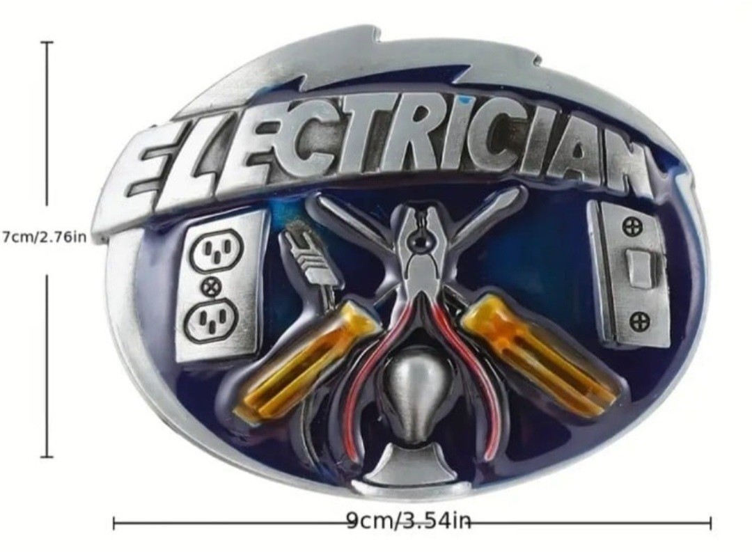 New silver Electrician tool tools Belt Buckle 1.5 in Metal More Trades Available