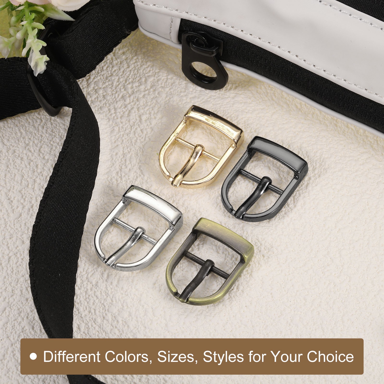 4Pcs 0.67&Prime; Single Prong Belt Buckle Oval Center Bar Buckles for Belt, Gold