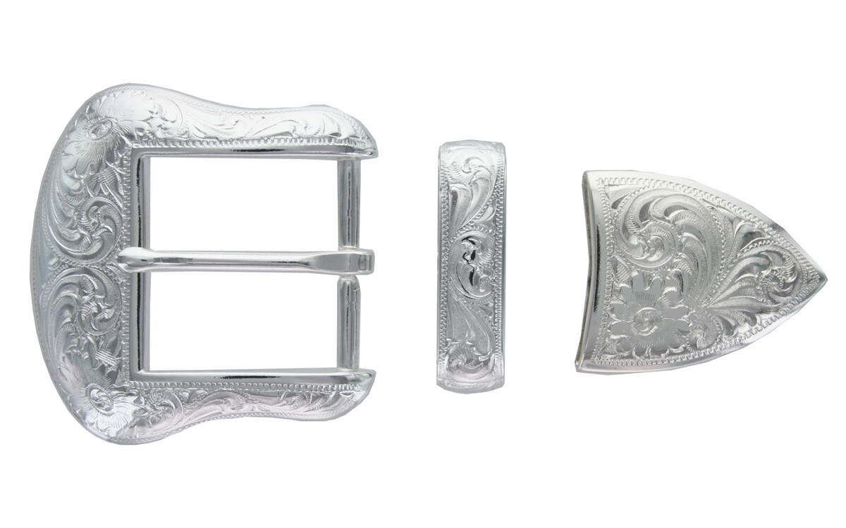 Western Cowboy/Cowgirl Rodeo Decor Engraved Bright Silver Buckle