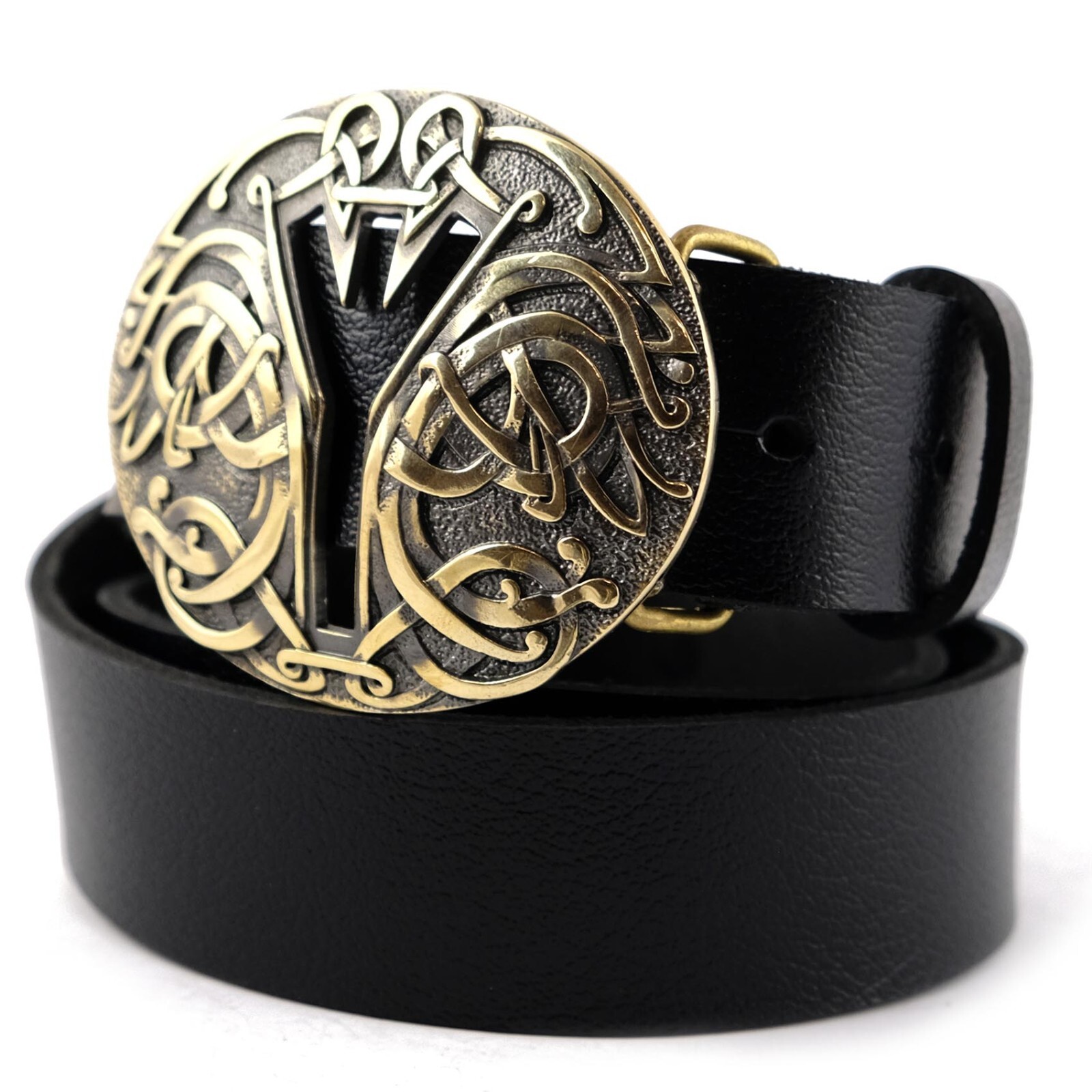 Algiz runic brass belt buckle, Life Rune Celtic Old Norse Scandinavian