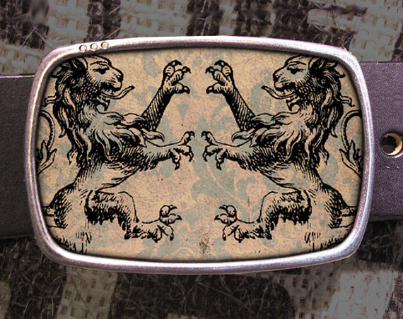 Lion Crest Vintage Inspired Art Gift Belt Buckle