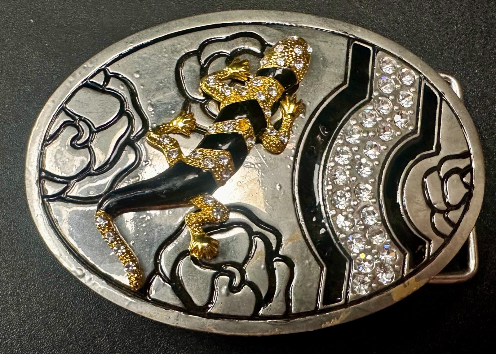 Gecko Lizard Salamander Multi Colored Jeweled Unique Animal Theme Belt Buckle