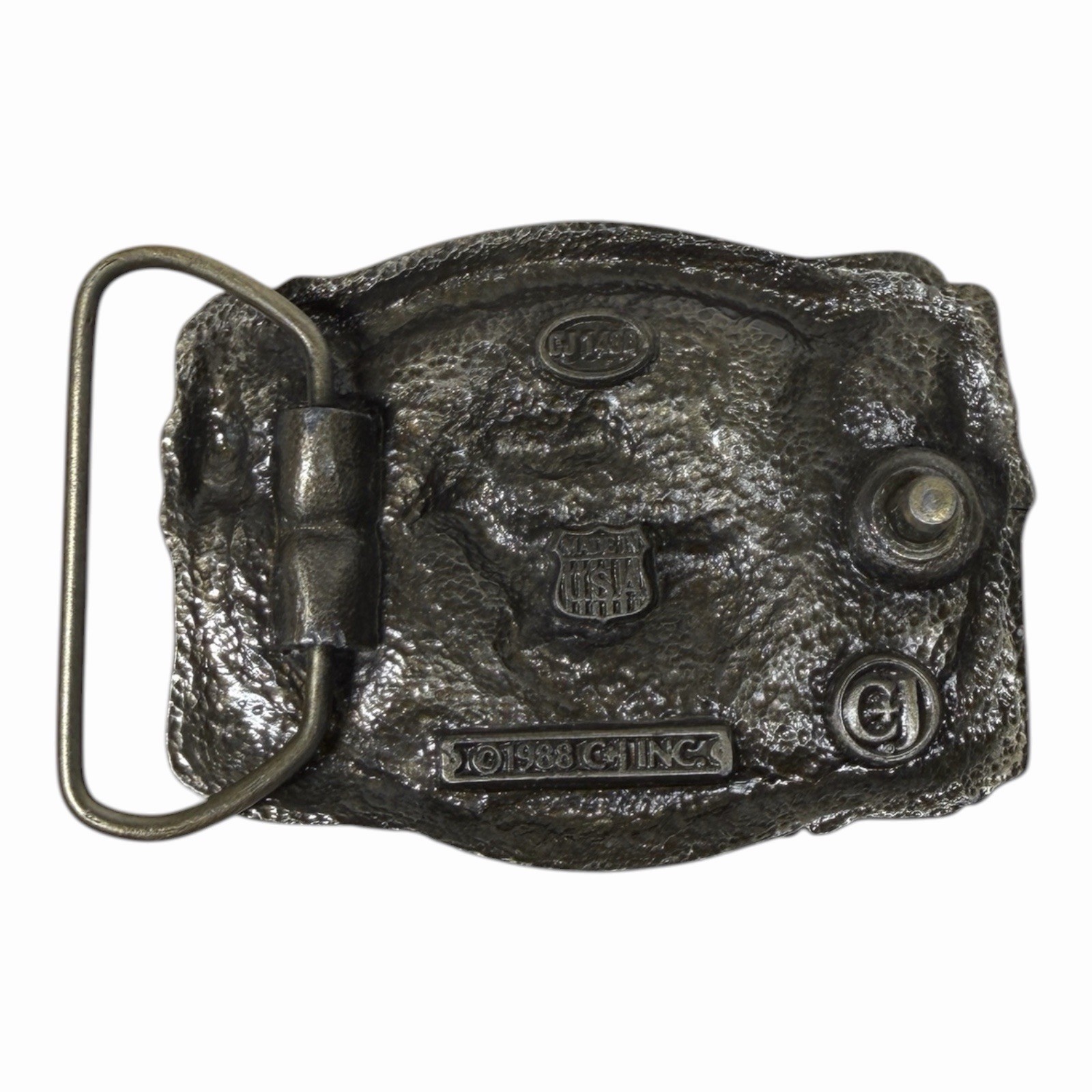 Vintage 1988 C & J Colorado Buck Deer Silver Belt Buckle Made In USA