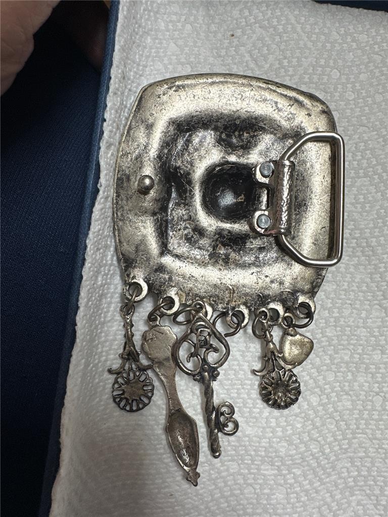 Vintage Belt Buckle Unique with Hanging Charms AS IS