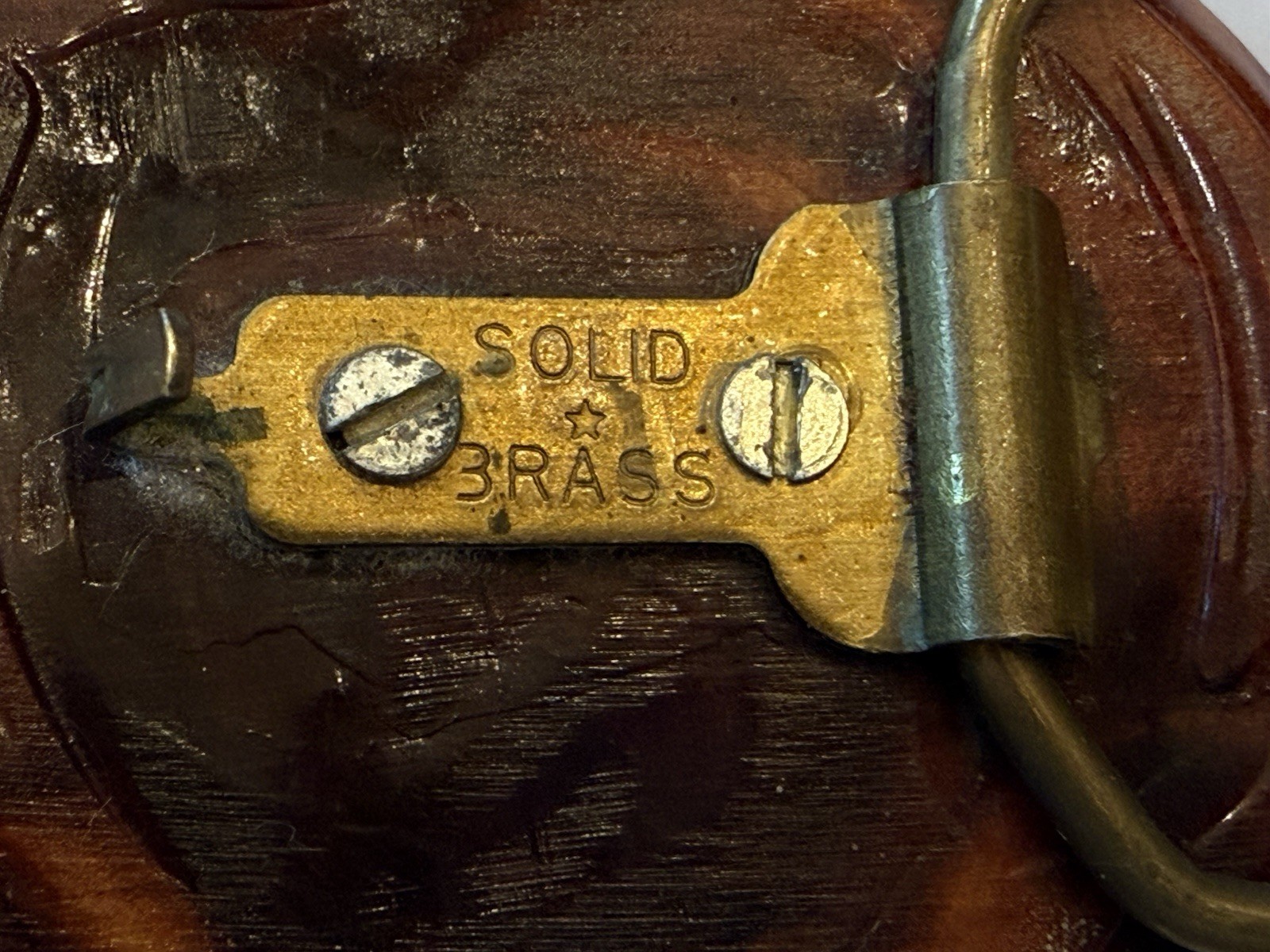 3” Wood Slice Vintage Belt Buckle W/ Solid Brass Hardware