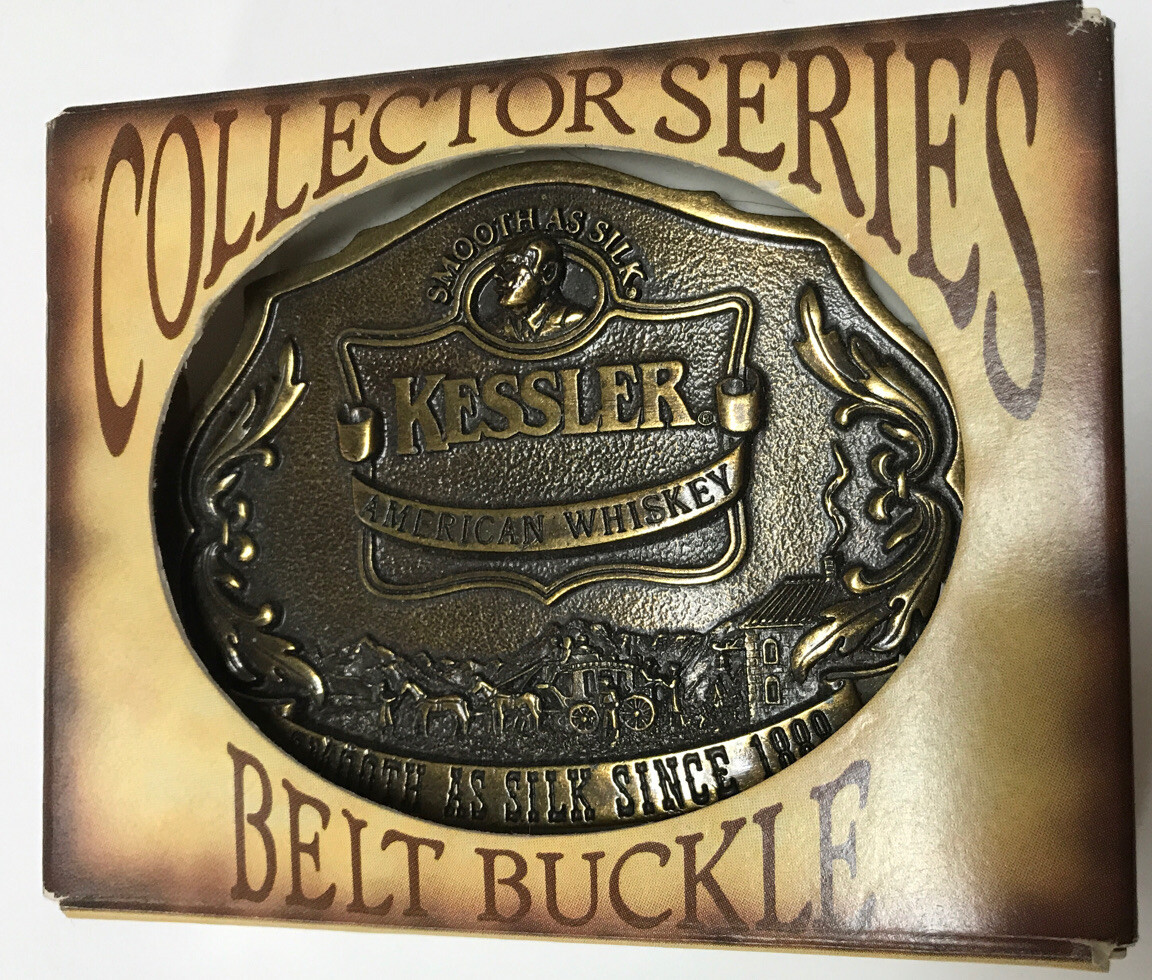 KESSLER AMERICAN WHISKEY COLLECTOR SERIES BELT BUCKLE SMOOTH AS SILK SINCE 1888