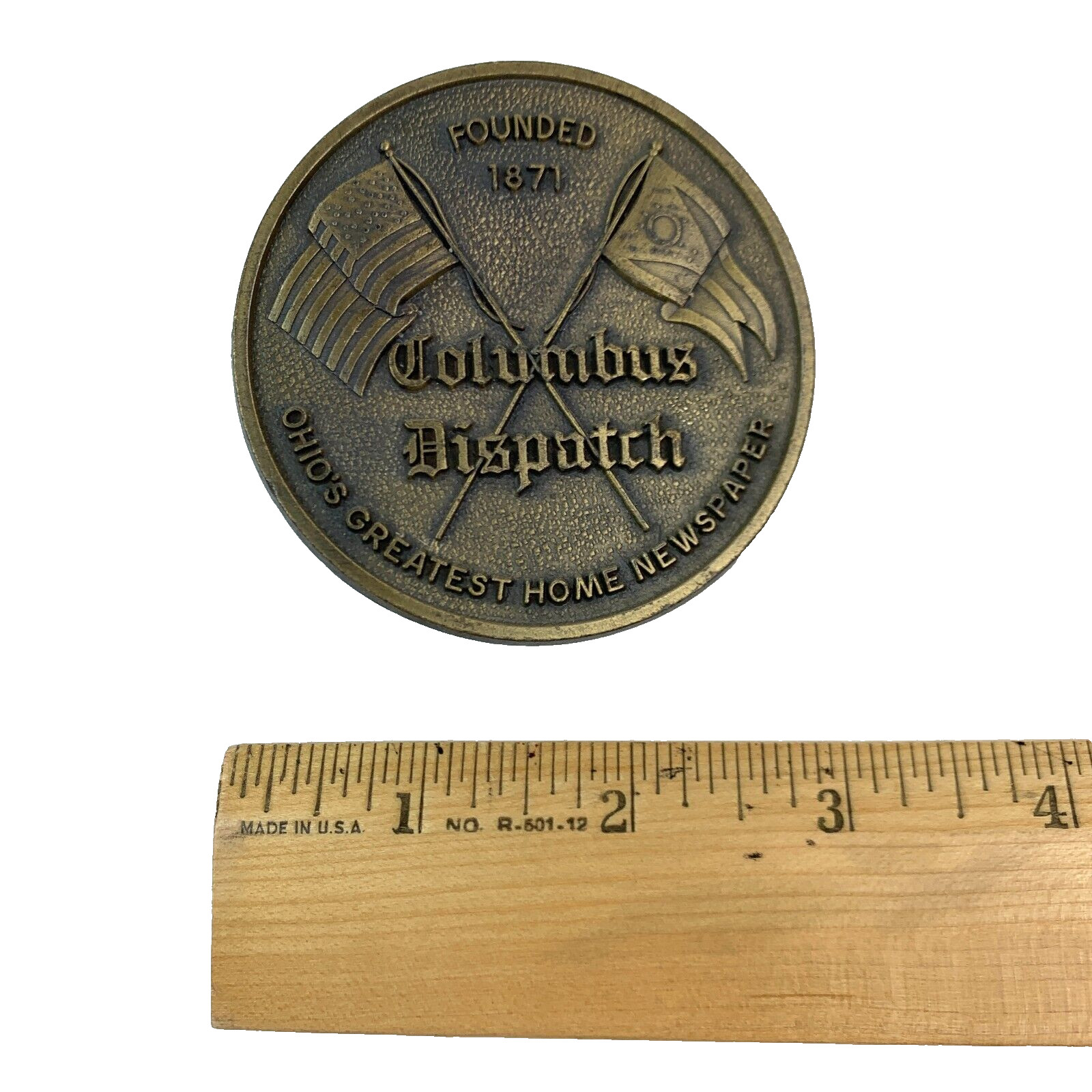 Vintage Columbus Dispatch Newspaper Founded 1871 Metal Belt Buckle
