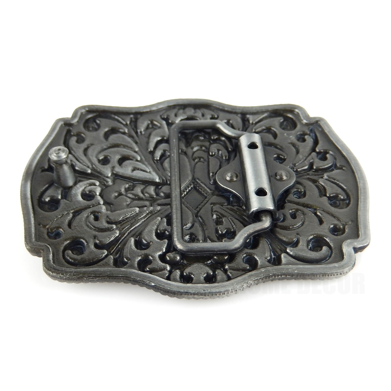 Floral Cross Belt Buckle Antique Silver Tone Fits 1.5&Prime; Belts Red Black Enamel