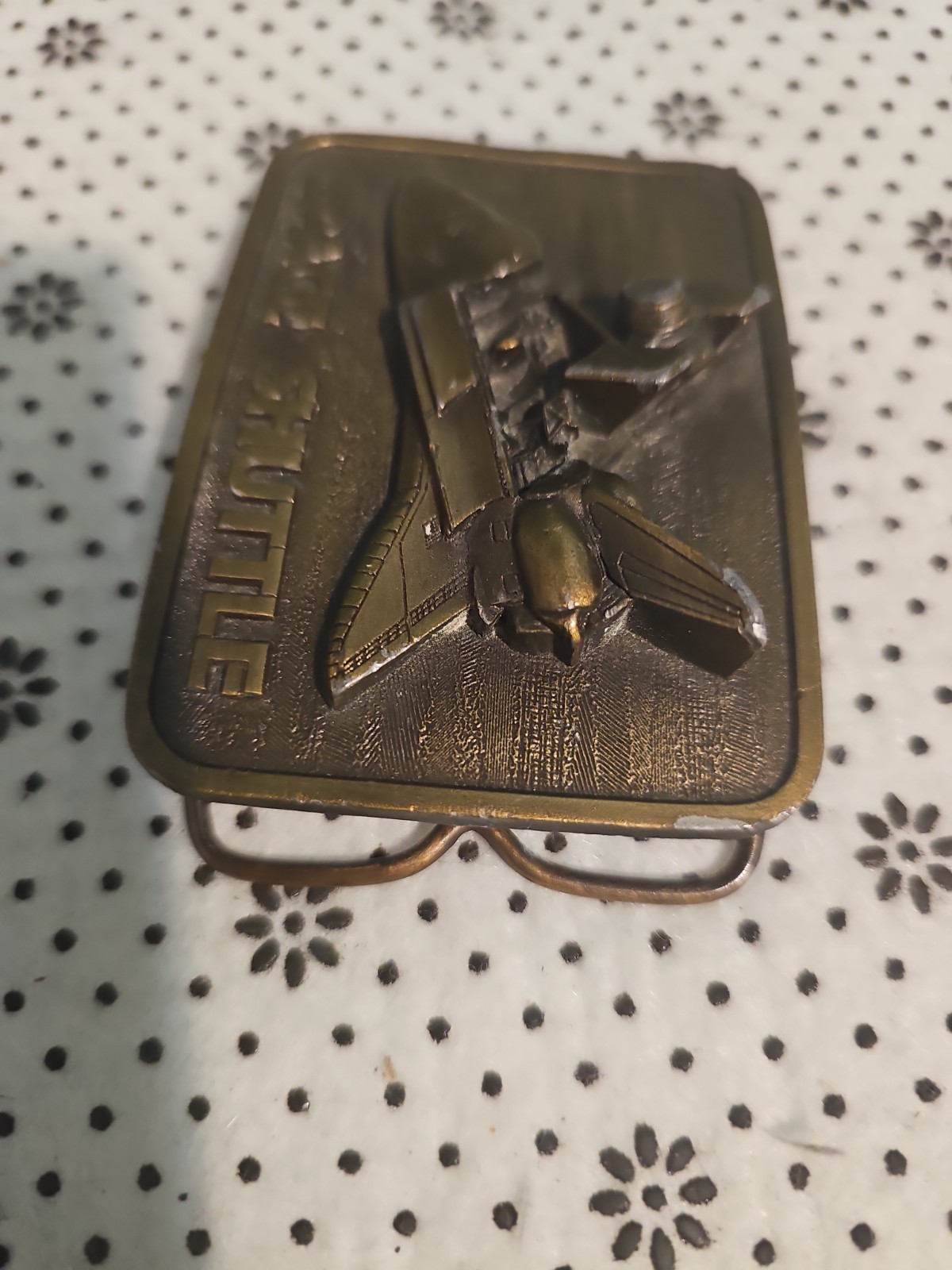 NASA Space Shuttle Belt Buckle 3.25 x 2.25 The Buckle Company 1980 Metal 3D