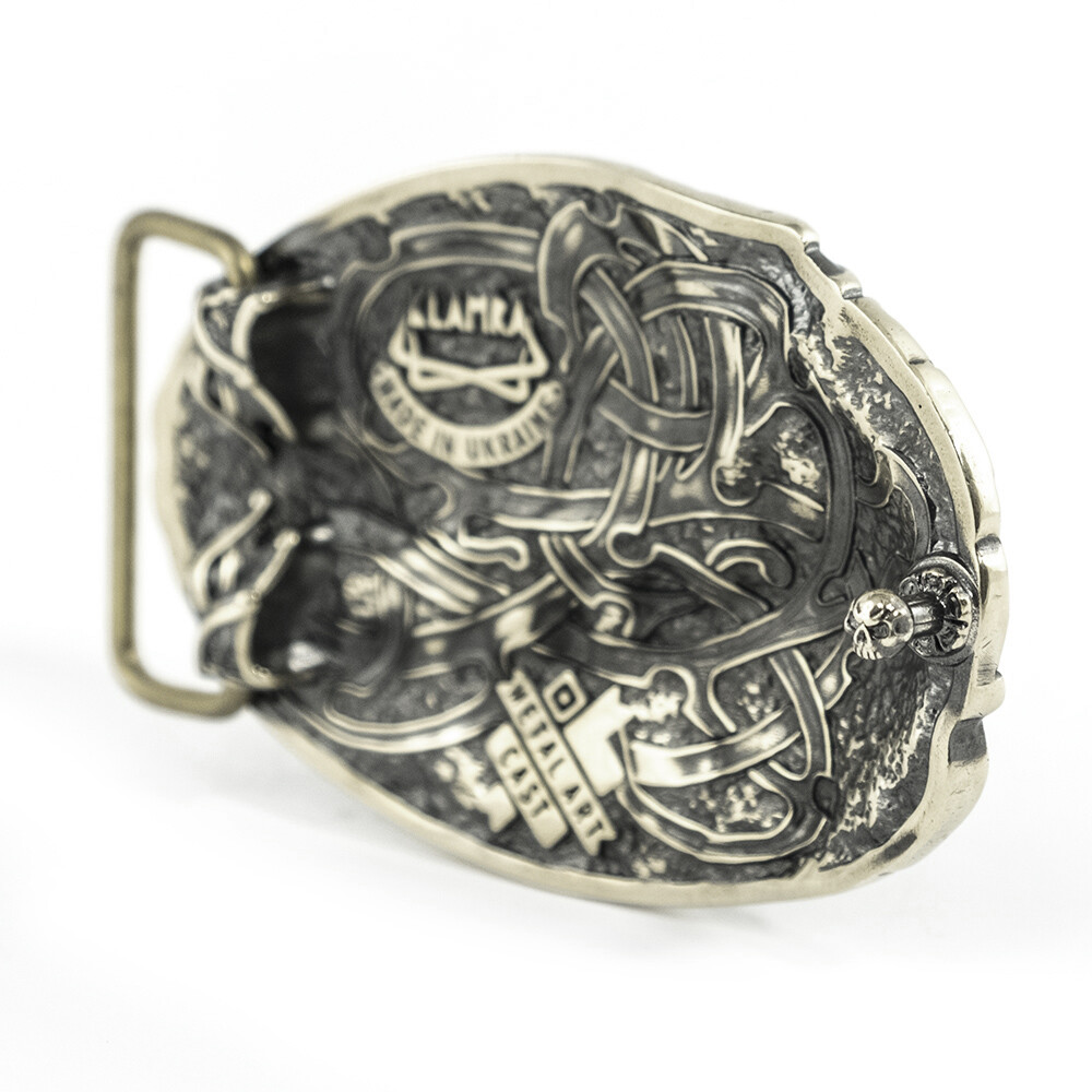 Viking warship Drakkar german silver buckle, Scandinavian Nordic Celtic warrior