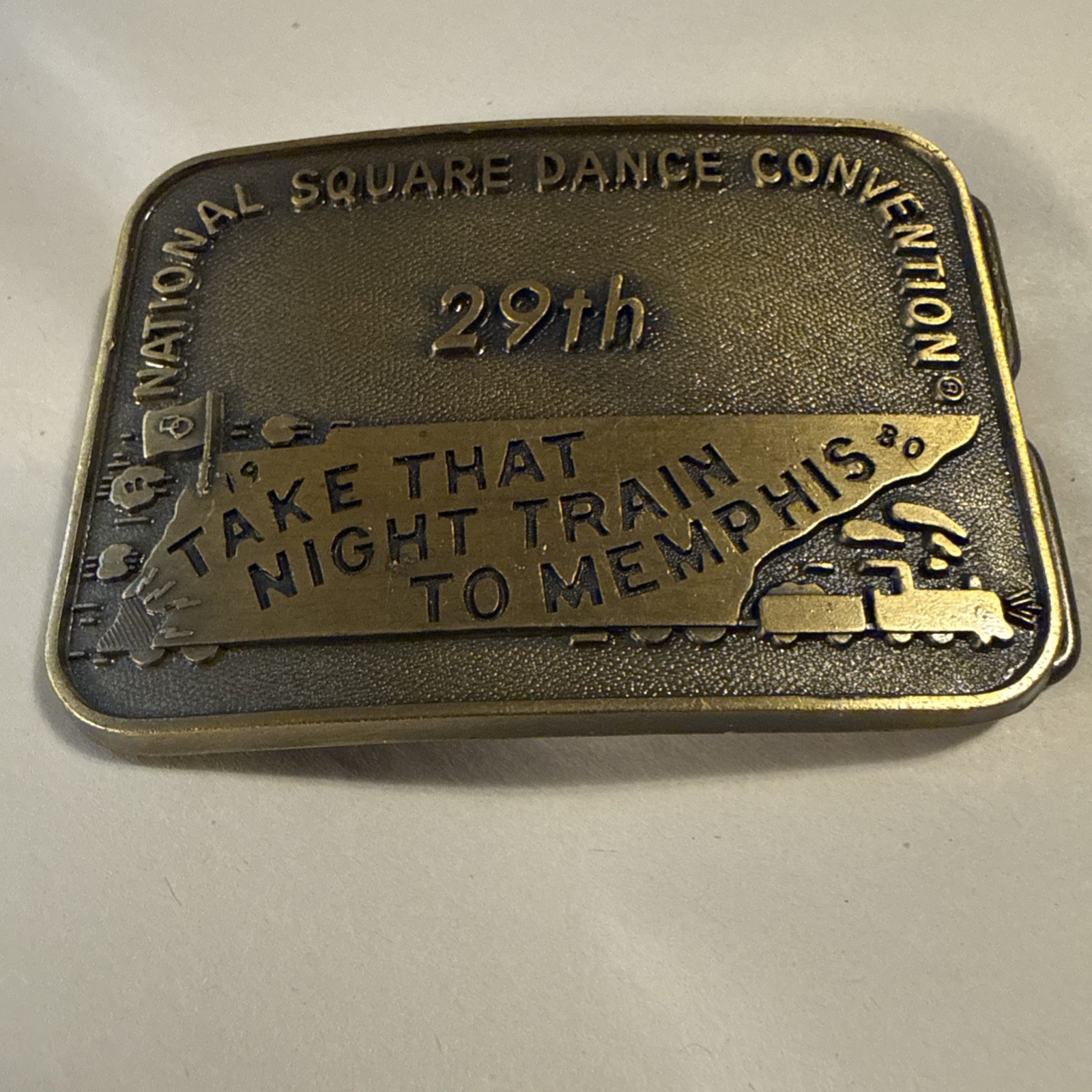 Vintage 1980 National Square Dance Convention 29th Memphis Belt Buckle