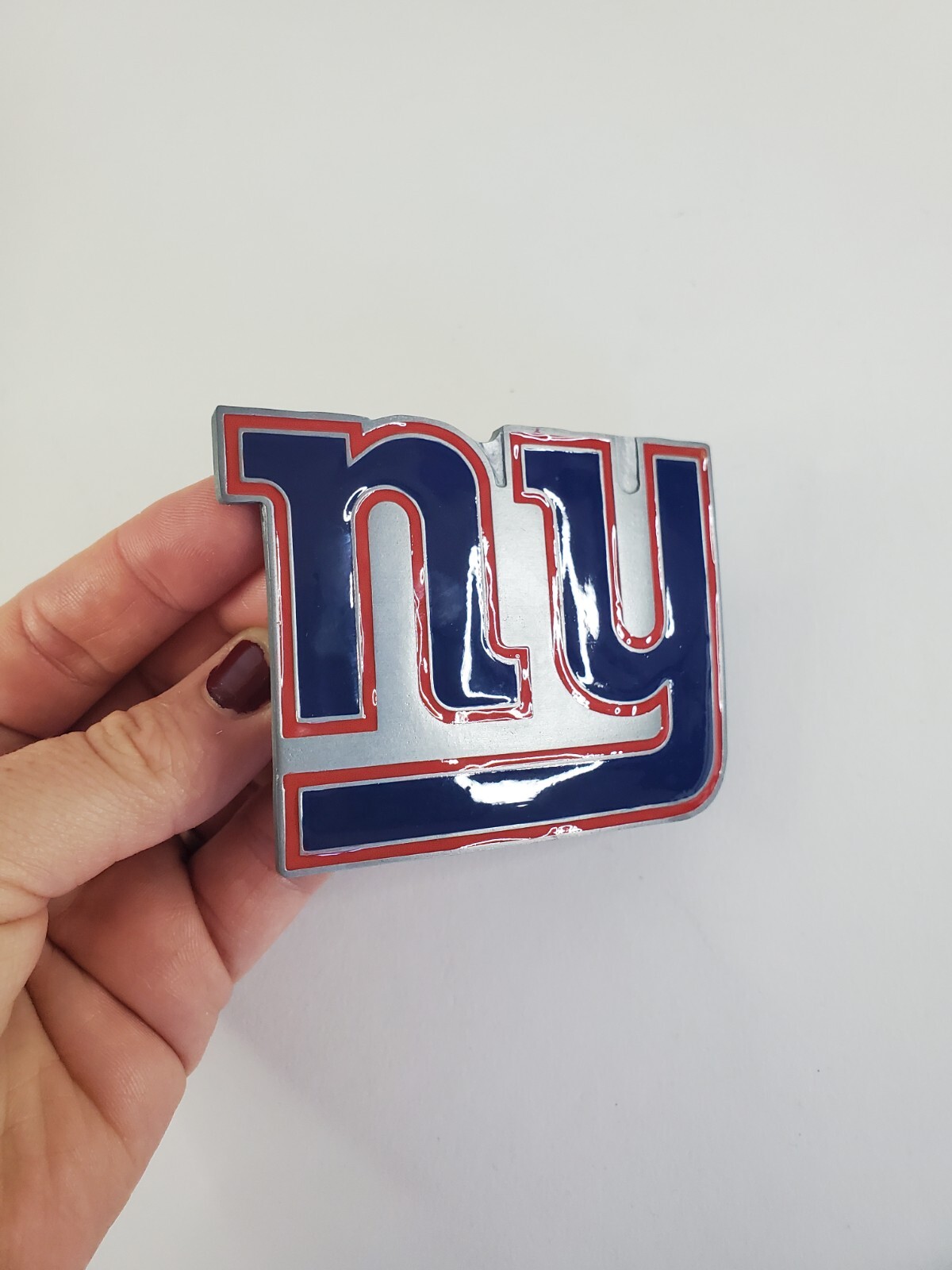 New York Giants Vintage Belt Buckle Pewter Enamel NFL Logo Football NEW