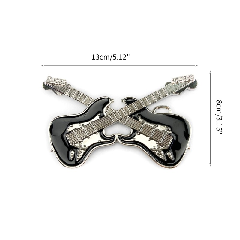 Vintage Style Black Color Enamel Guitar Music Belt Buckle for Adult Unisex