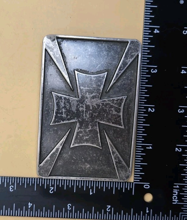Vintage US Army Marksman Qualification Badge Belt Buckle Maltese, Cross Pattée
