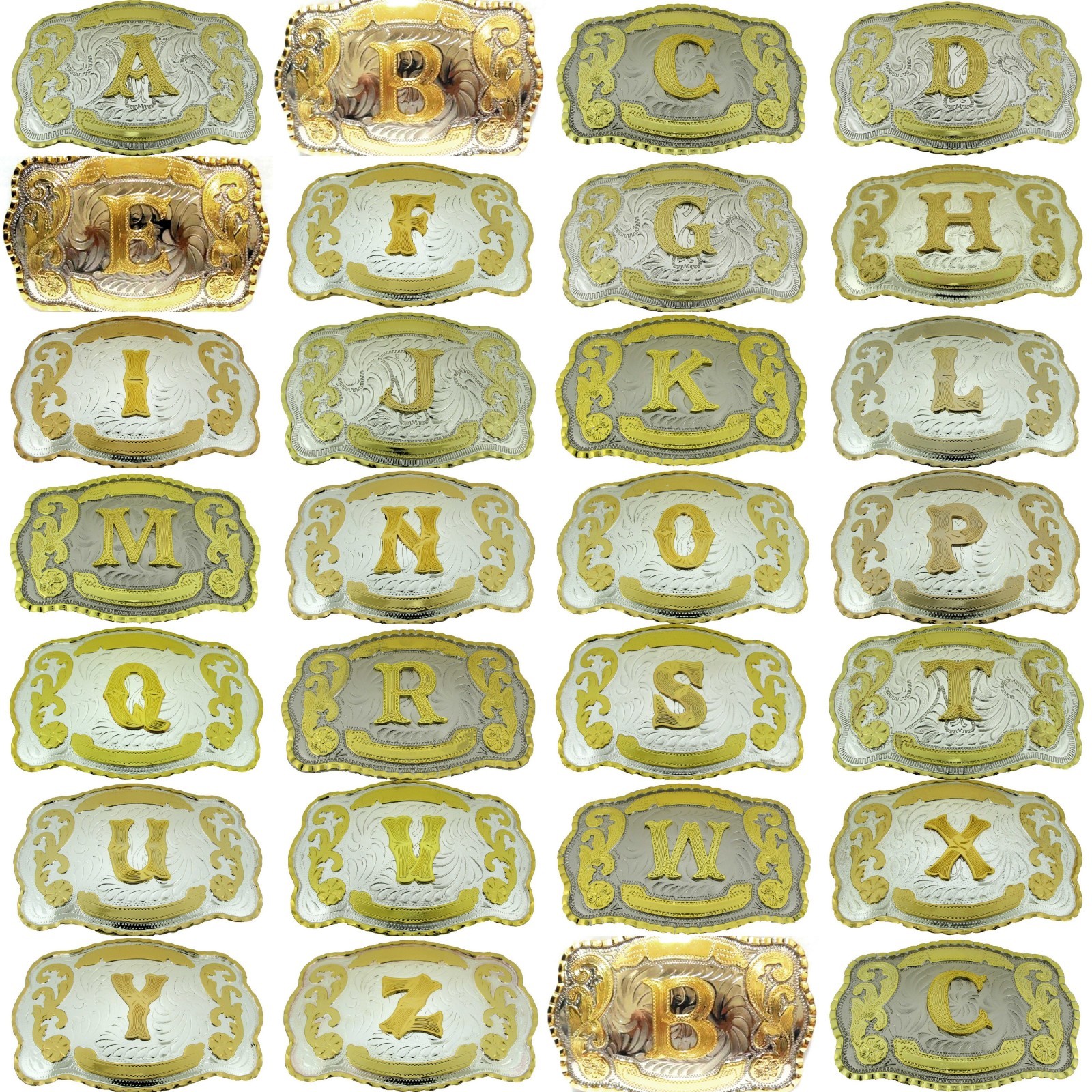 A B C D G J K L M R S T LETTER INITIAL WESTERN COWBOY COWGIRL RODEO SILVER GOLD