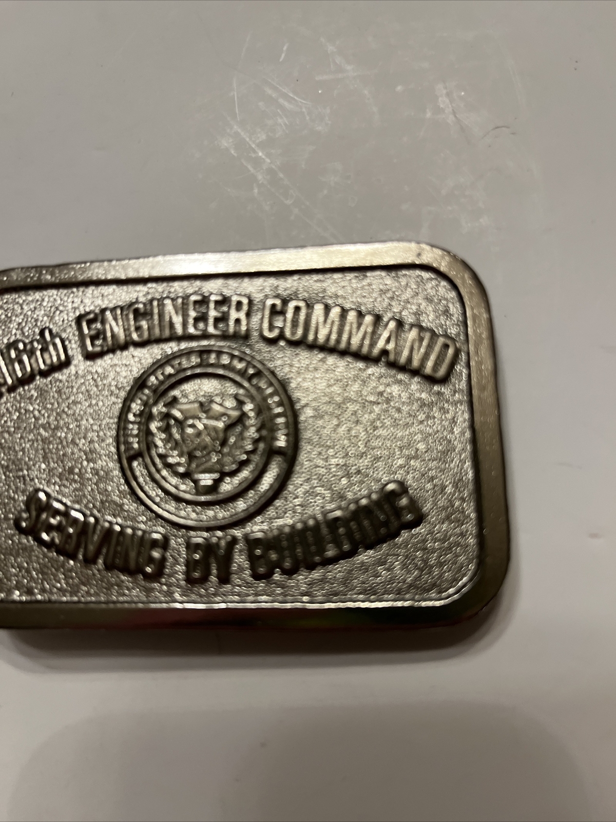416 Engineer Command Serving Building Army Reserve USA Vintage Belt Buckle