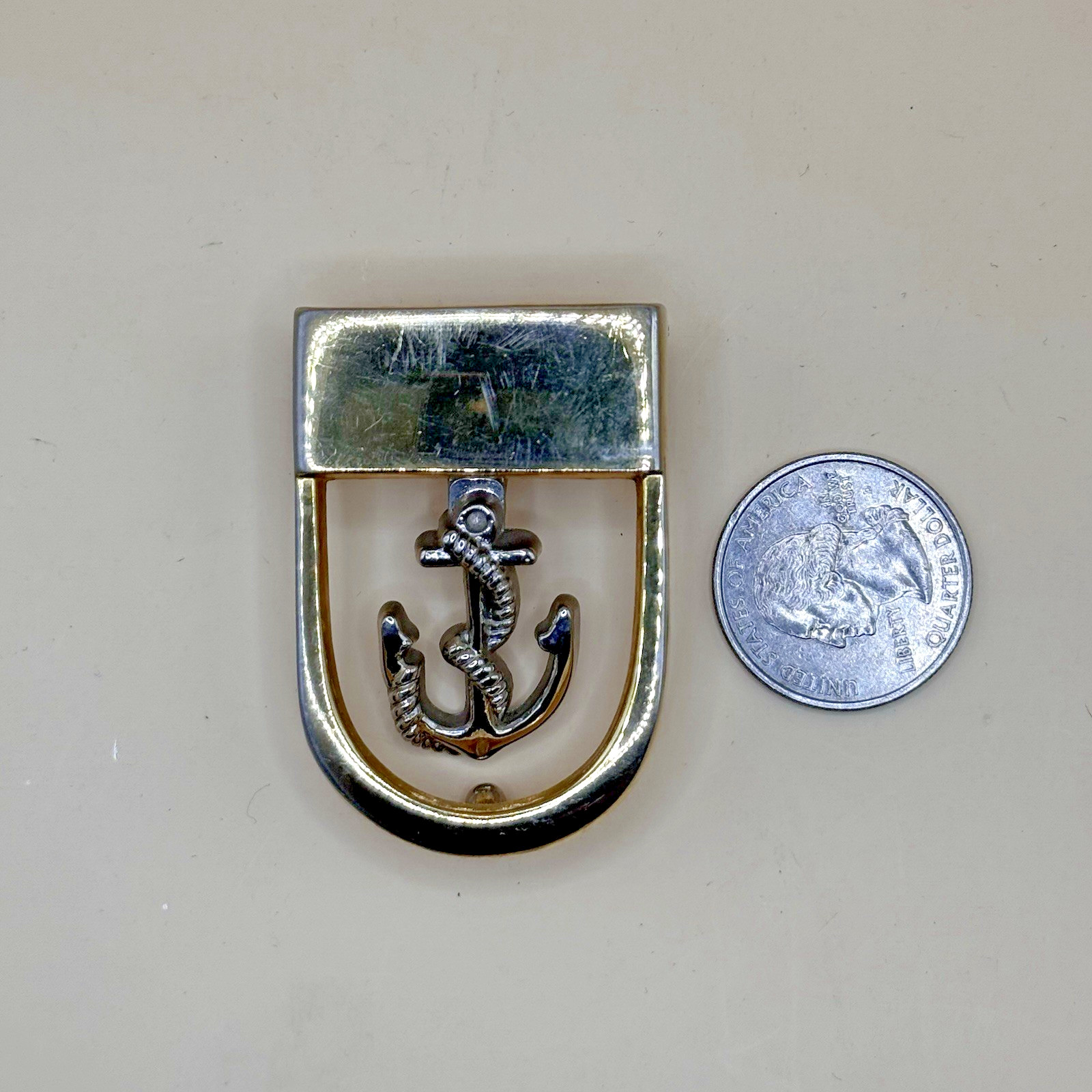 Vintage 70’s Nautical Anchor Gold Tone Sailor Belt Buckle 2&Prime;x1.5 appox EUC