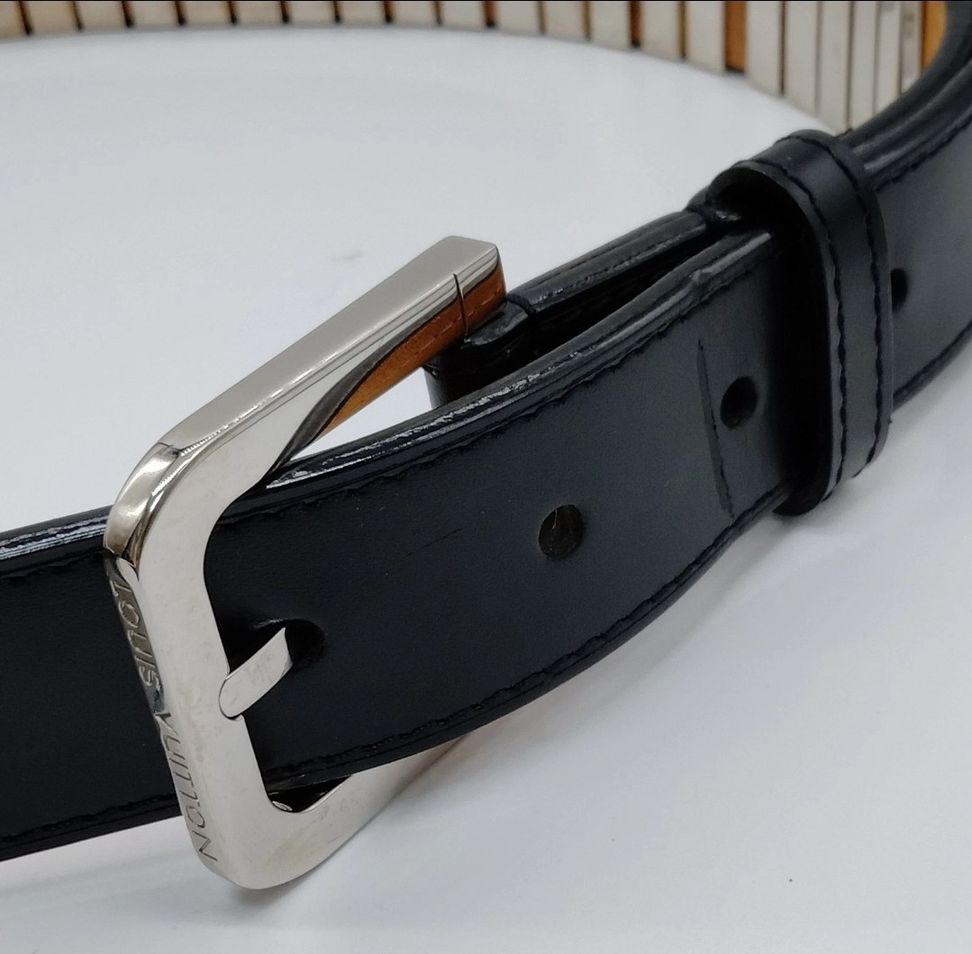 RARE Authentic Louis Vuitton Belt Black Metal STUNNING 30 Waist