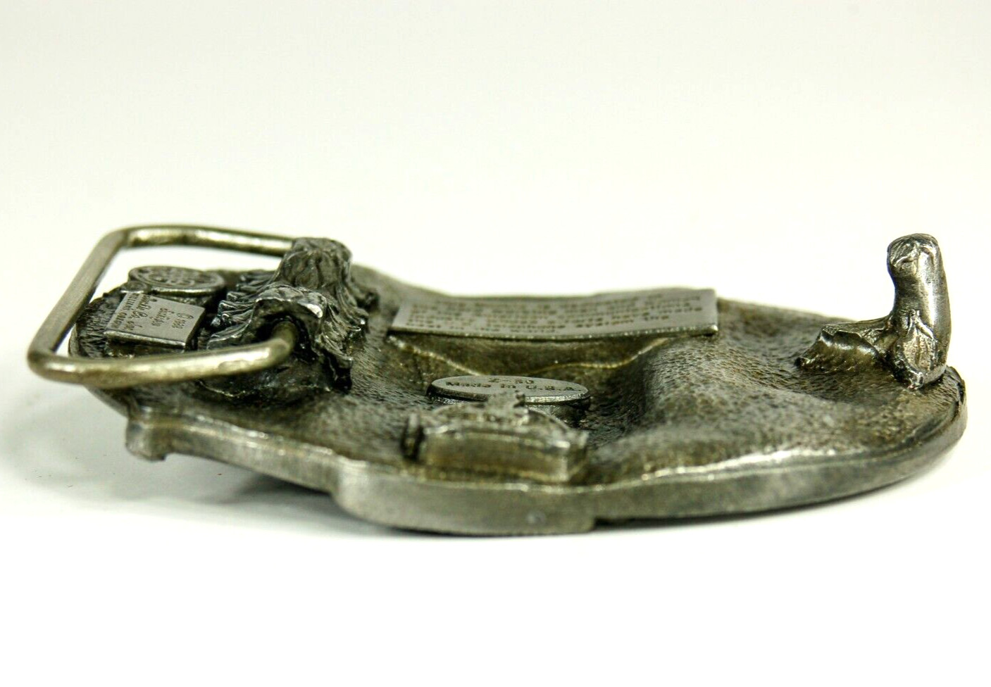 Telephone Lineman belt buckle western pewter Siskiyou Buckle Co. 1988