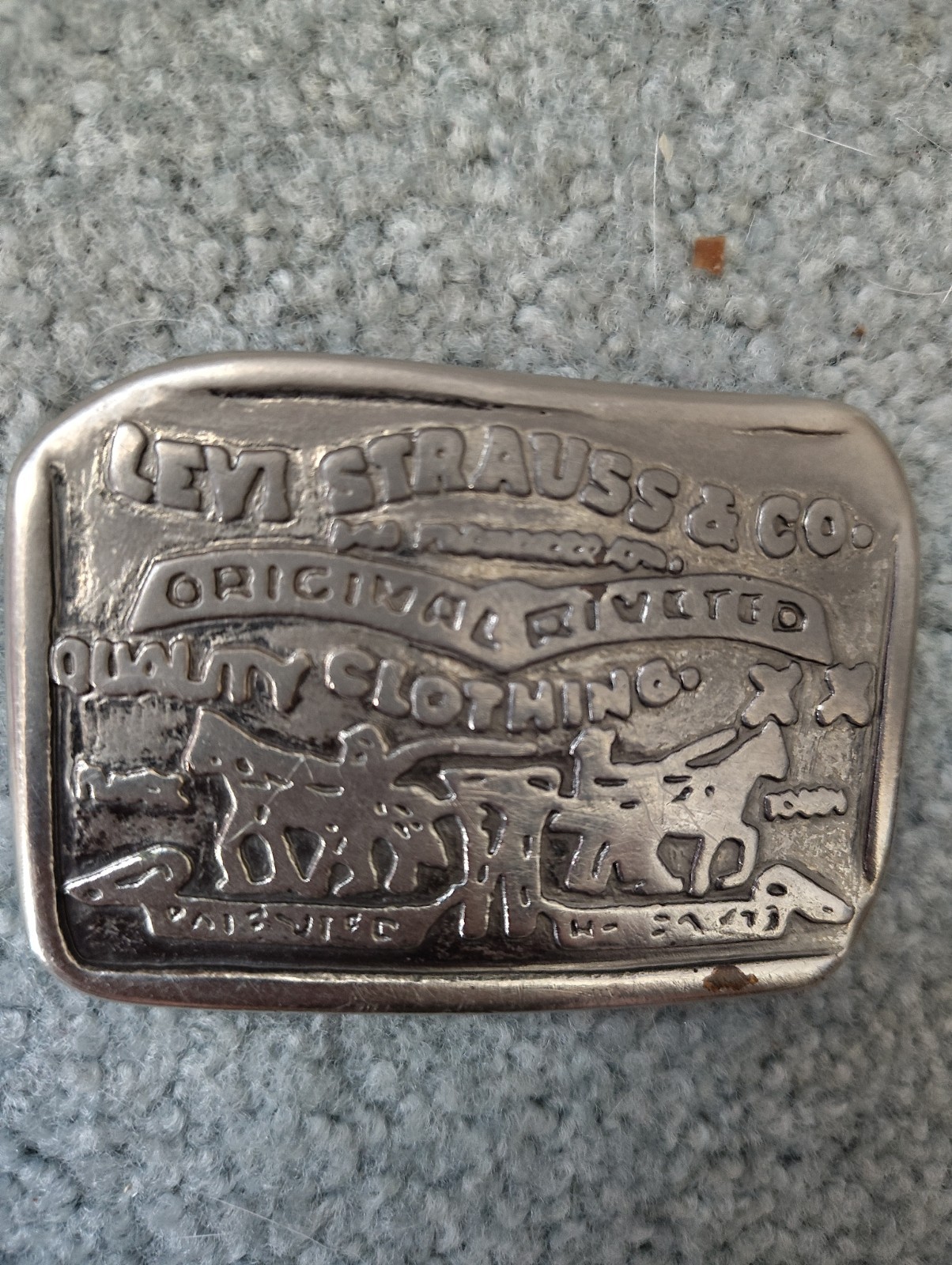 Vintage Levi Strauss & Co. Rectangular Belt Buckle Cowboy Harley Gift Custom