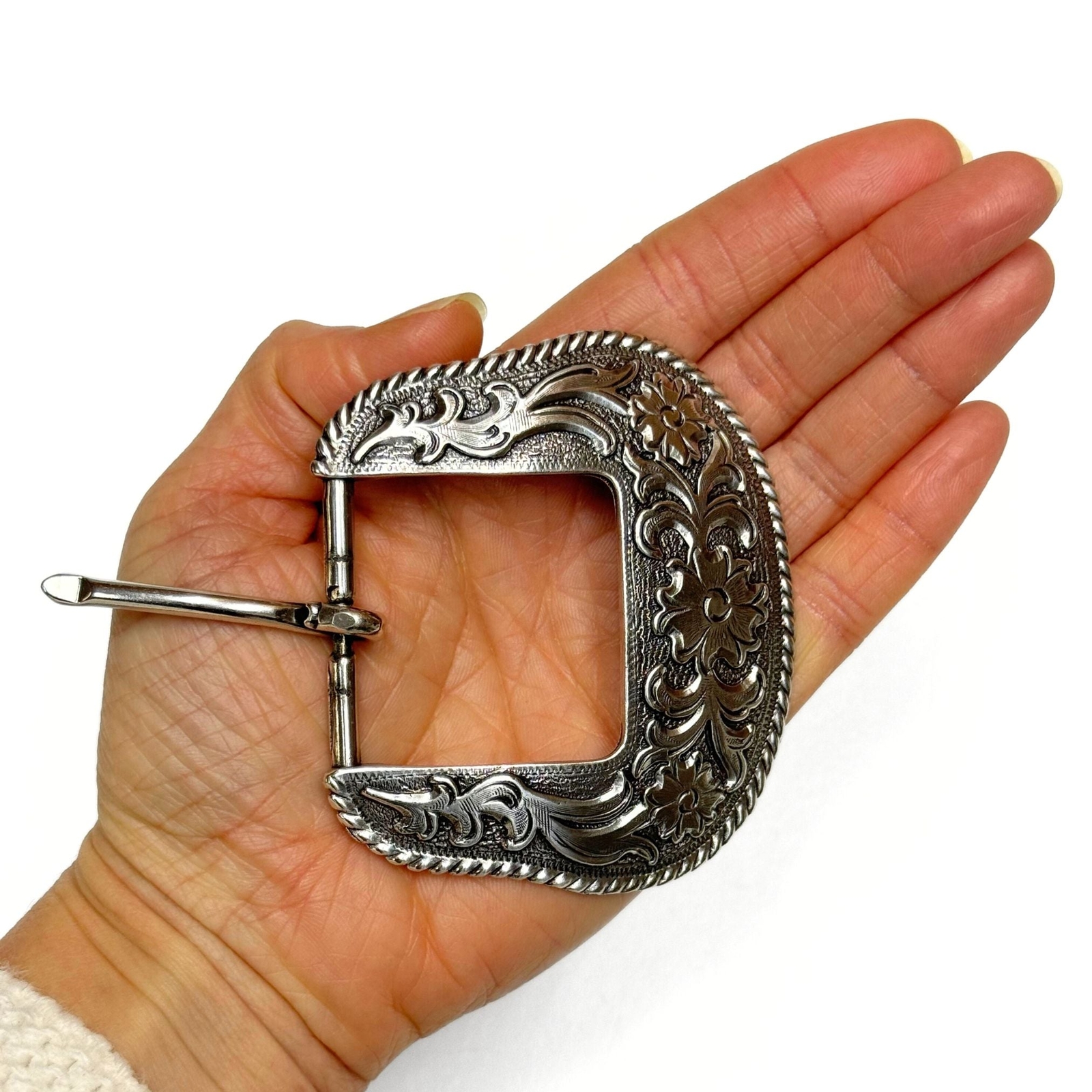 Three Piece Sterling Silver Plated Belt Buckle Set – Fits up to 1.5&Prime; Belts