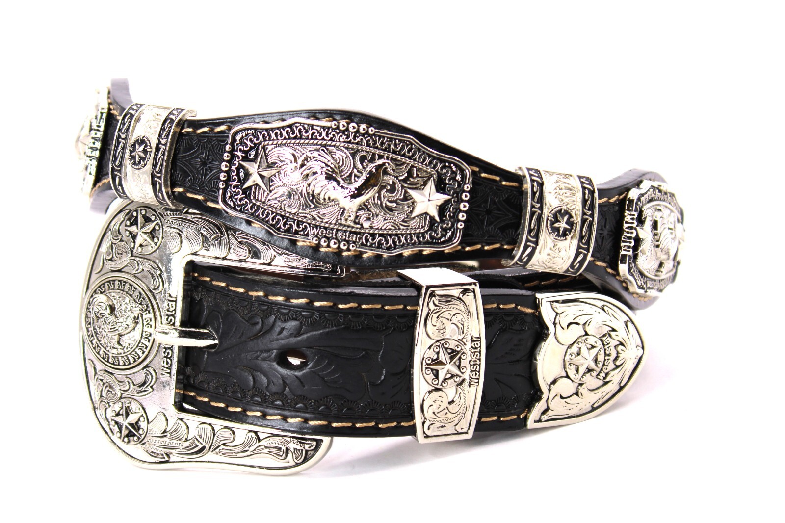 Western Buckle Set 3 Piece Rooster Buckle Star Buckle Hebilla Vaquero Gallo 1.5