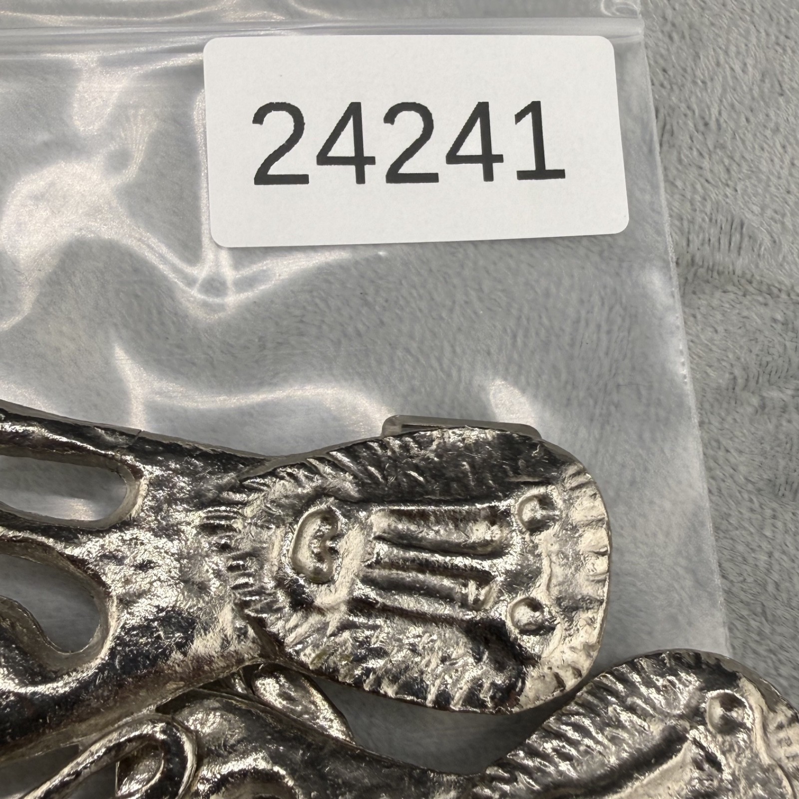 Vintage Lion Belt Buckle Set Silver Tone Safari Jungle