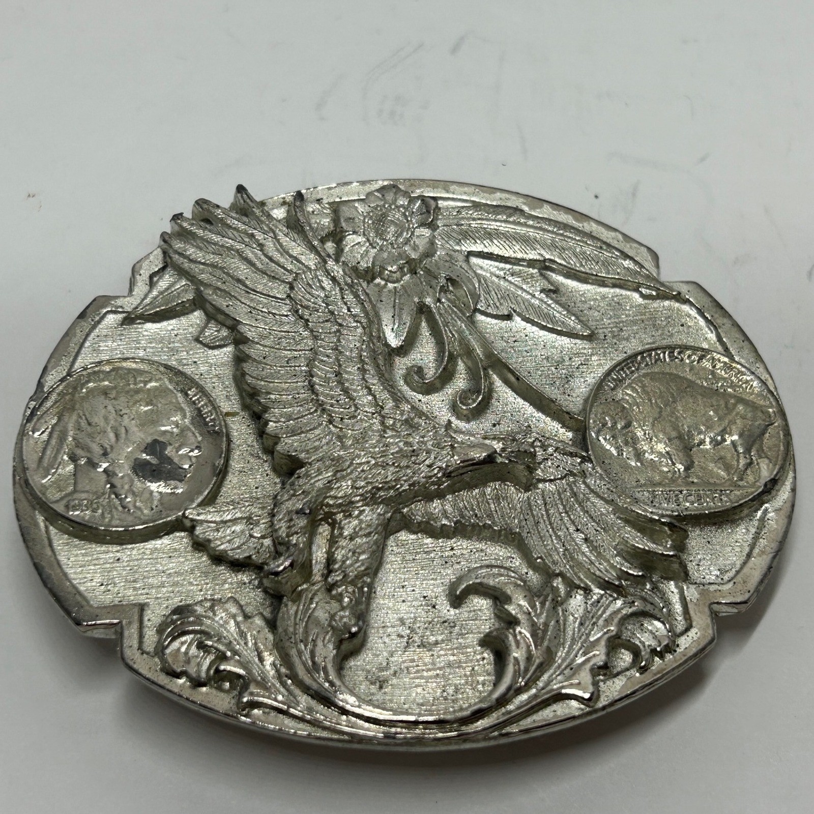 Siskiyou Buckle Co 1995 Eagle Buffalo Nickel Belt Buckle Pewter USA