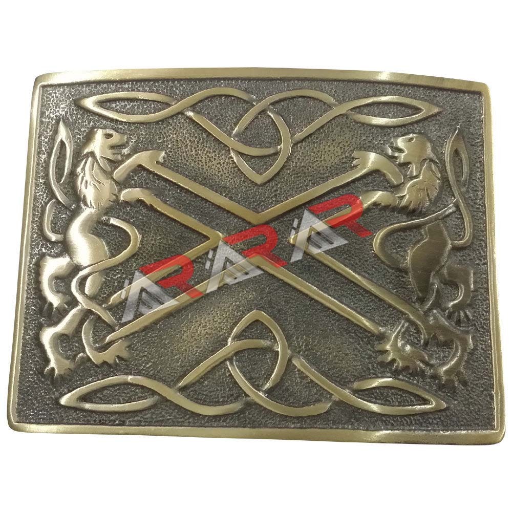 Kilt Belt Buckle Antique Finish Scottish Saltire & Lion Band Item Classic Pin