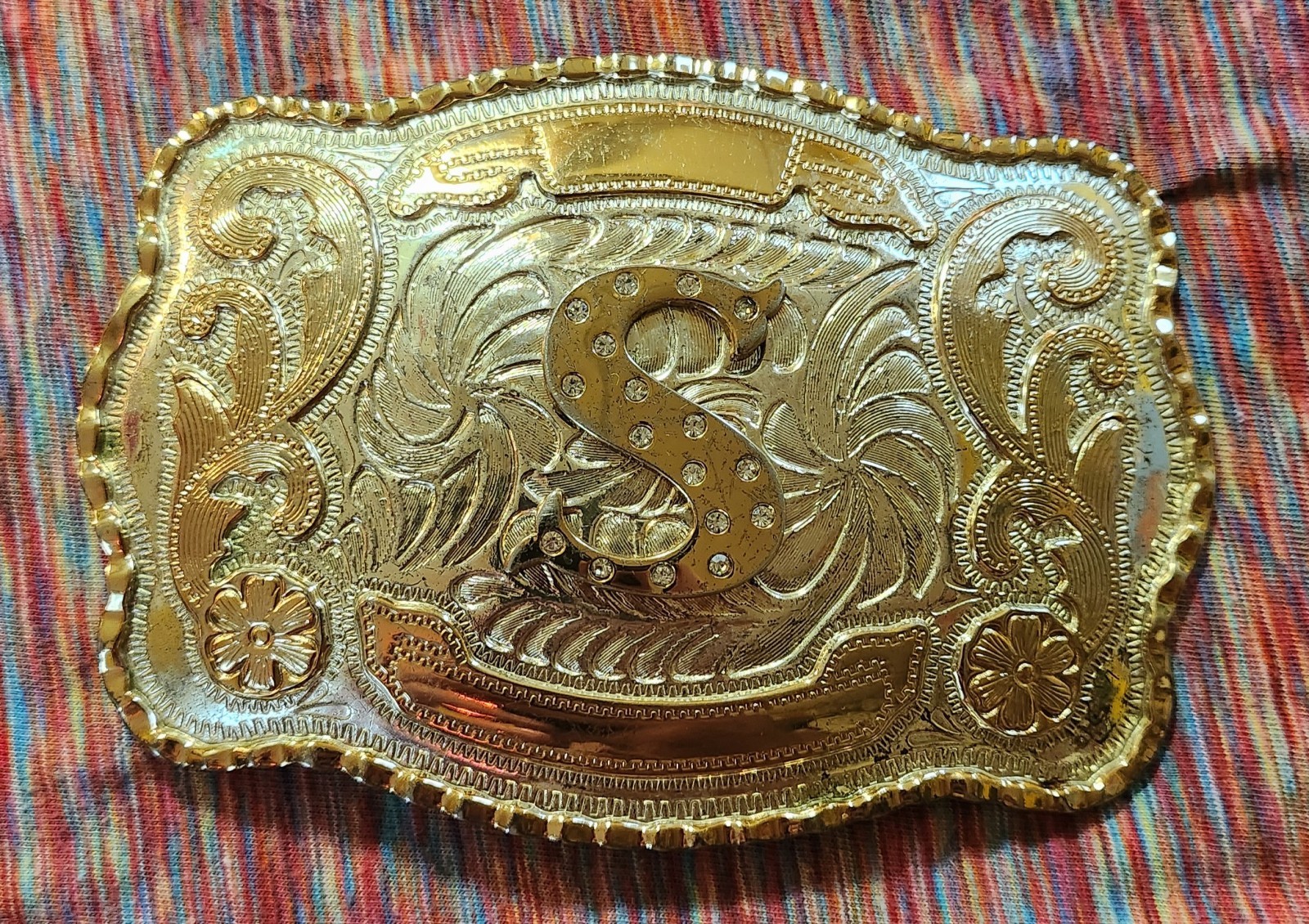 Belt Buckle Intital S In Gold And Silver