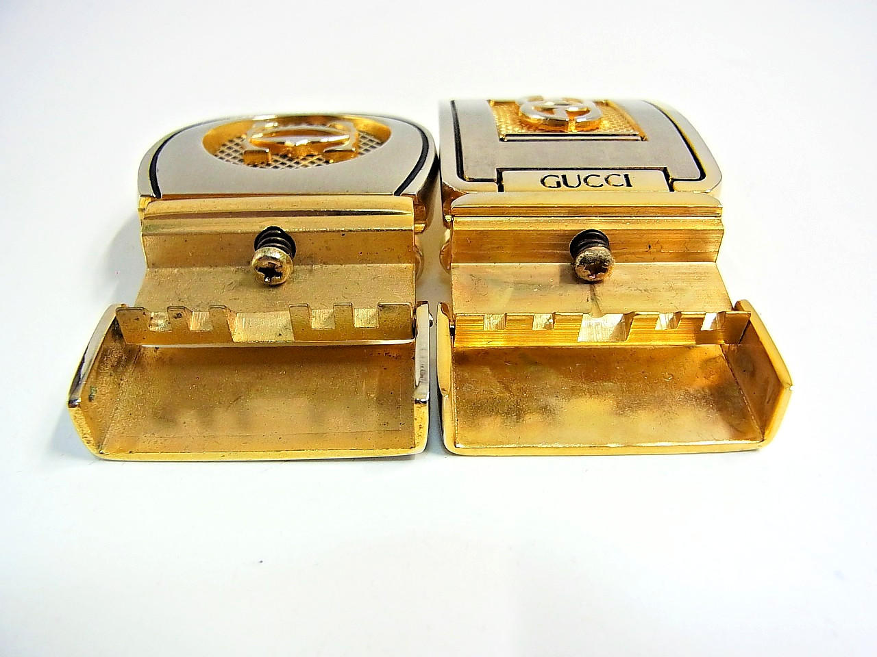 Vintage Cartier 2C & Gucci GG Men&rsquo;s Unisex Clothing Belt Buckle 2pcs set
