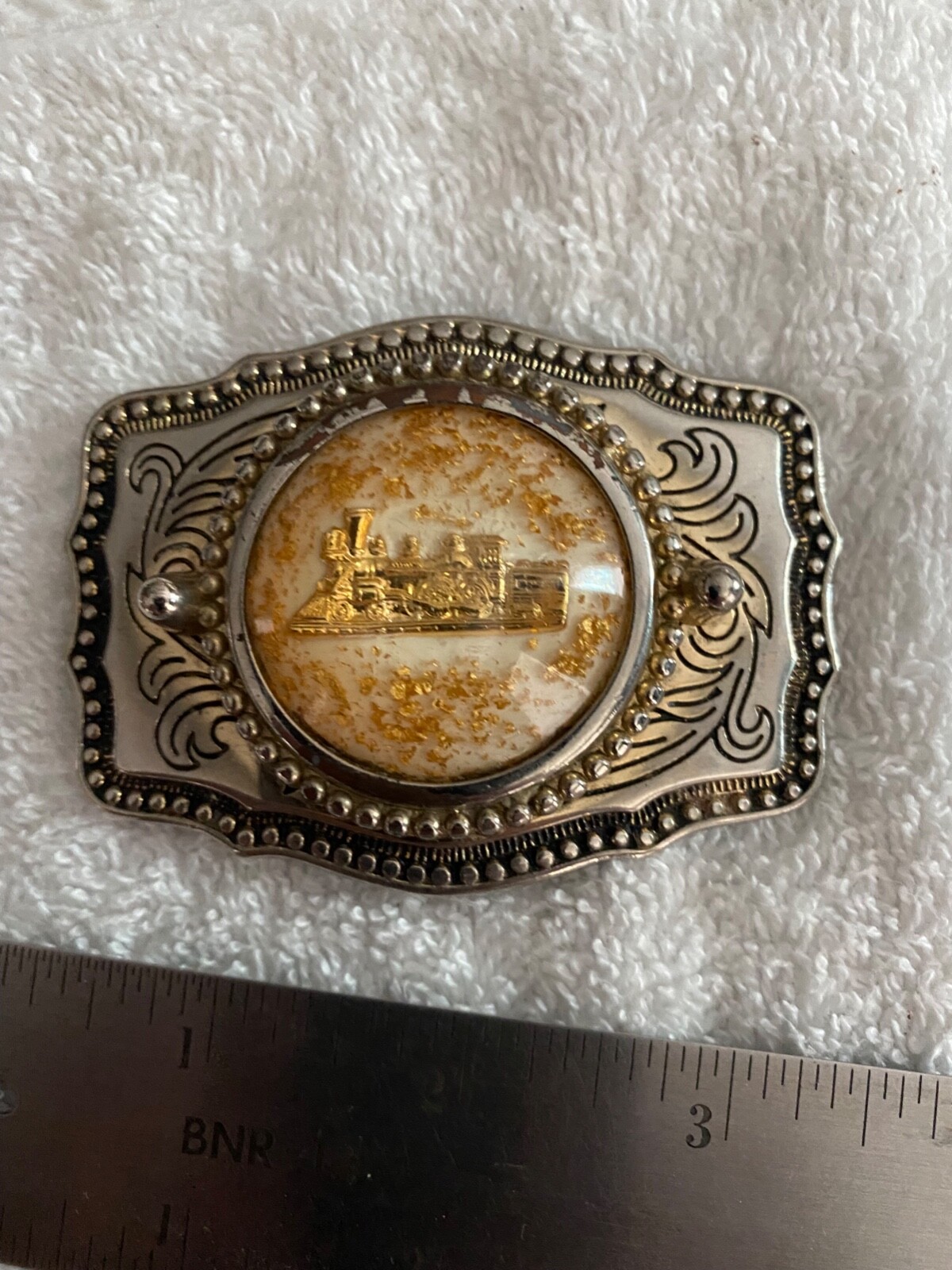 Vintage Belt Buckle with Train Railroad
