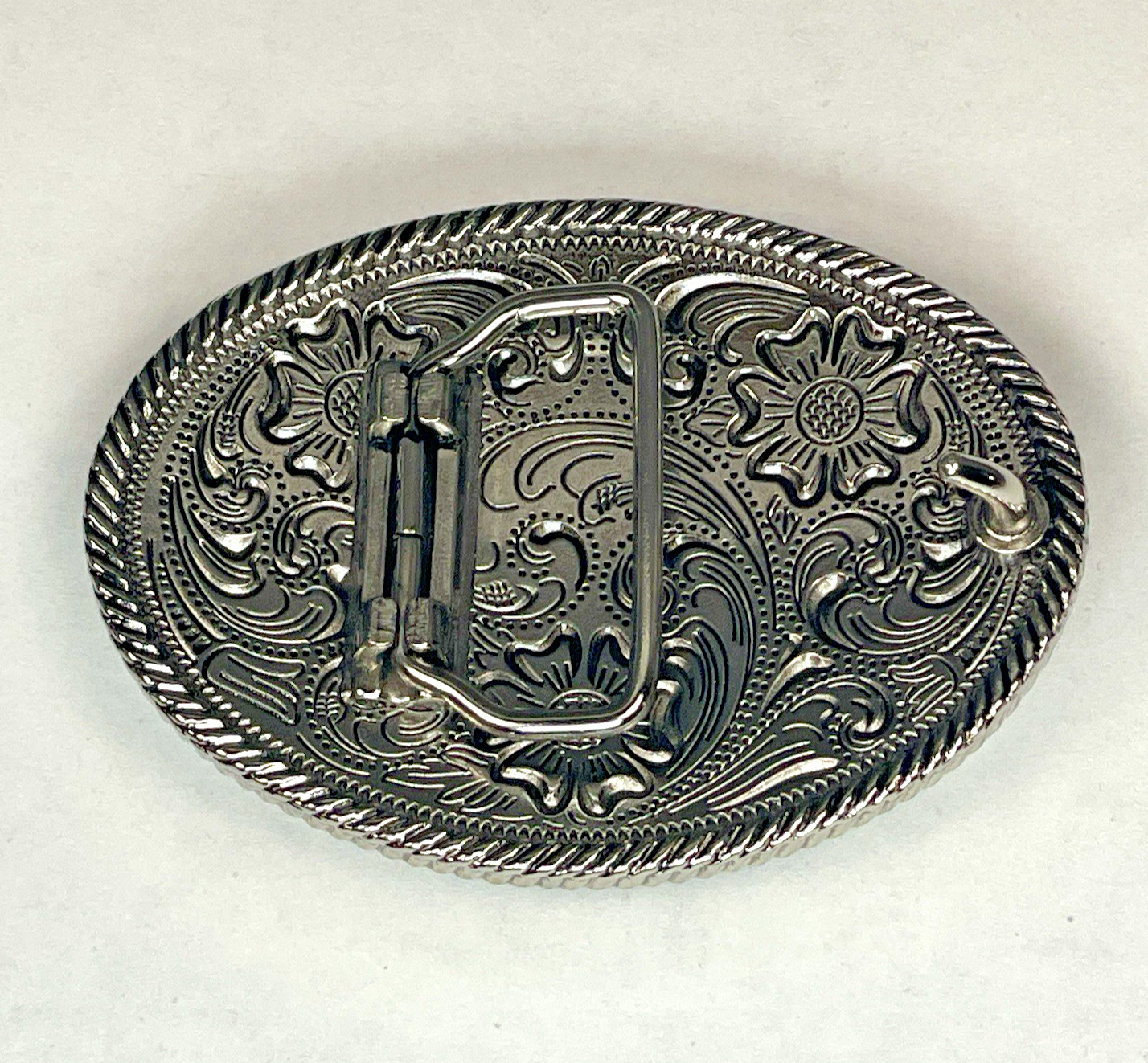 Texas Longhorn Silver & Gold Tone Oval Belt Buckle 2 1/2&Prime; x 3&Prime; Belt 1-1/4&Prime;