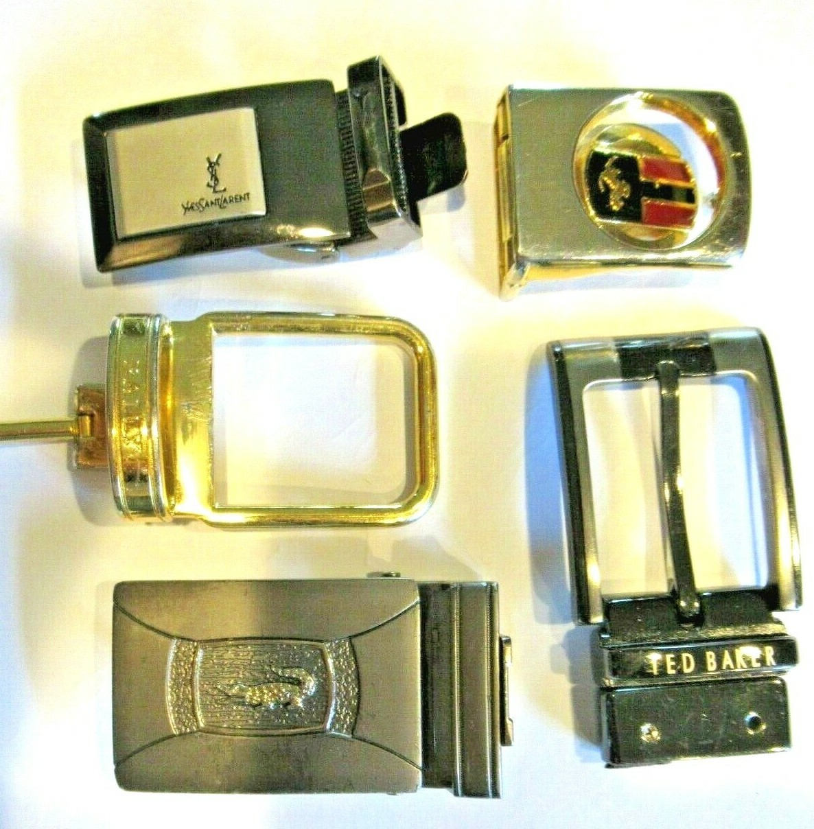 LOT 5 DESIGNER YSL Yves Saint Laurent IZOD BALLY TED BAKER FERRARI Belt Buckles