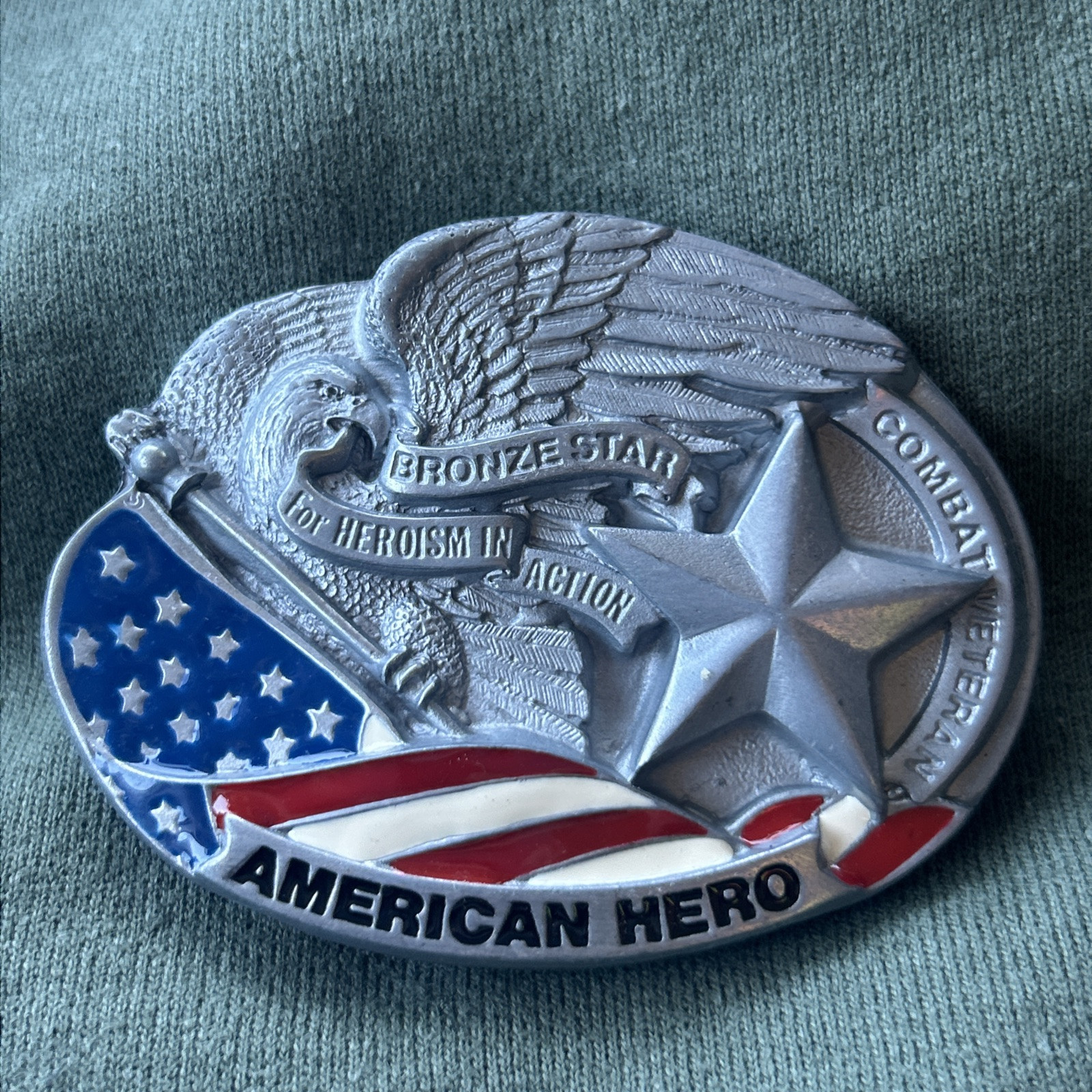 1996 American Hero Bronze Star Military Belt Buckle Great American buckle