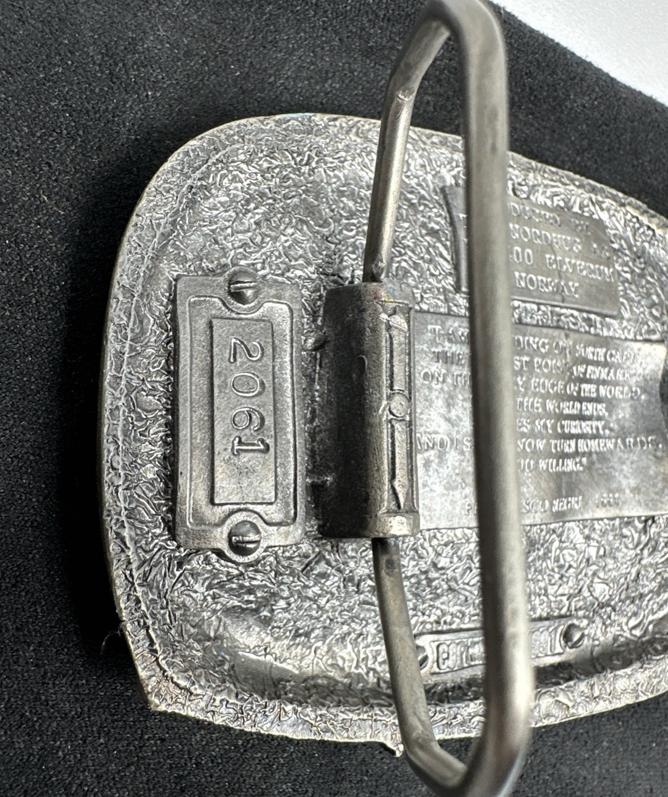 Vtg Tor Nordhus Belt Buckle North Cape Viking Ship Land Midnight Sun Norway &rsquo;91