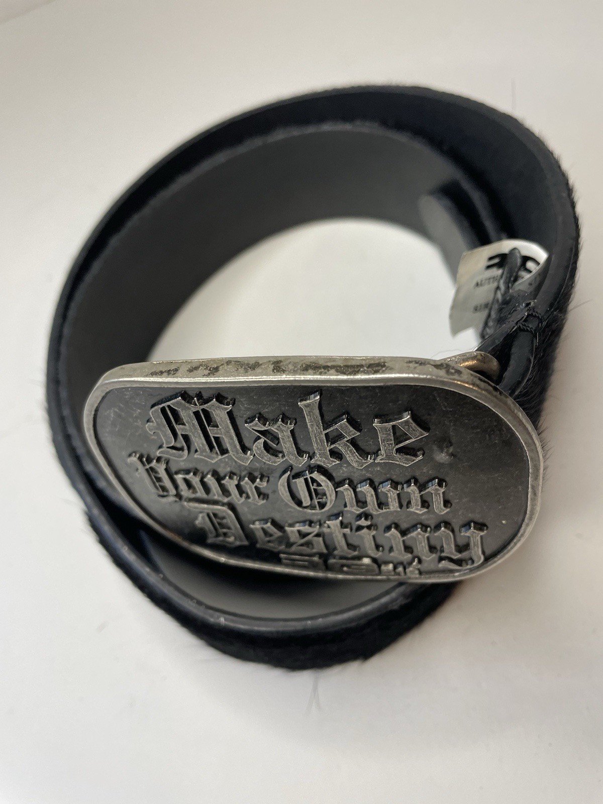 RG 512 NATURAL COW HIDE PEWTER BUCKLE “MAKE YOUR OWN DESTINY “ 85CM