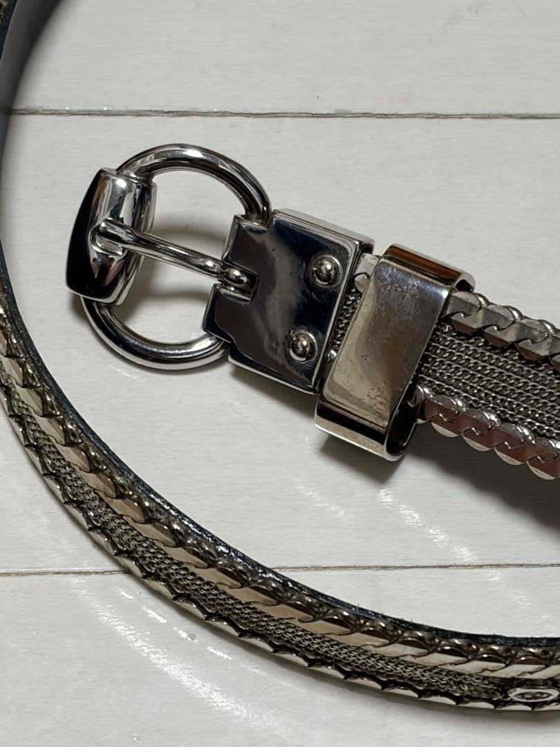 GUCCI Pre-Owned Silver Thin Leather Belt