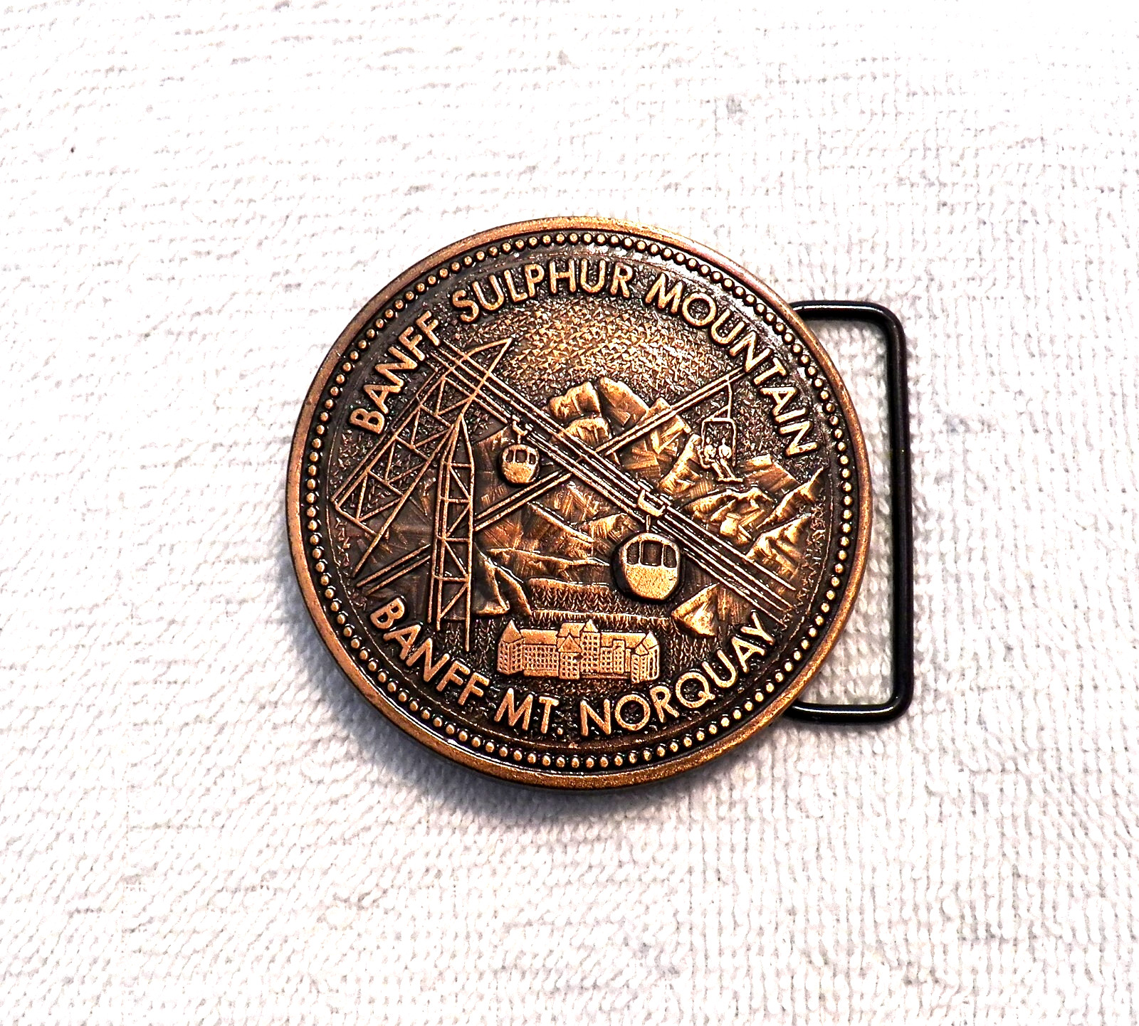 CLASSIC BELT BUCKLE BANFF SULPHUR MOUNTAIN HIKING HORSE BACK RIDING CANADA BB15