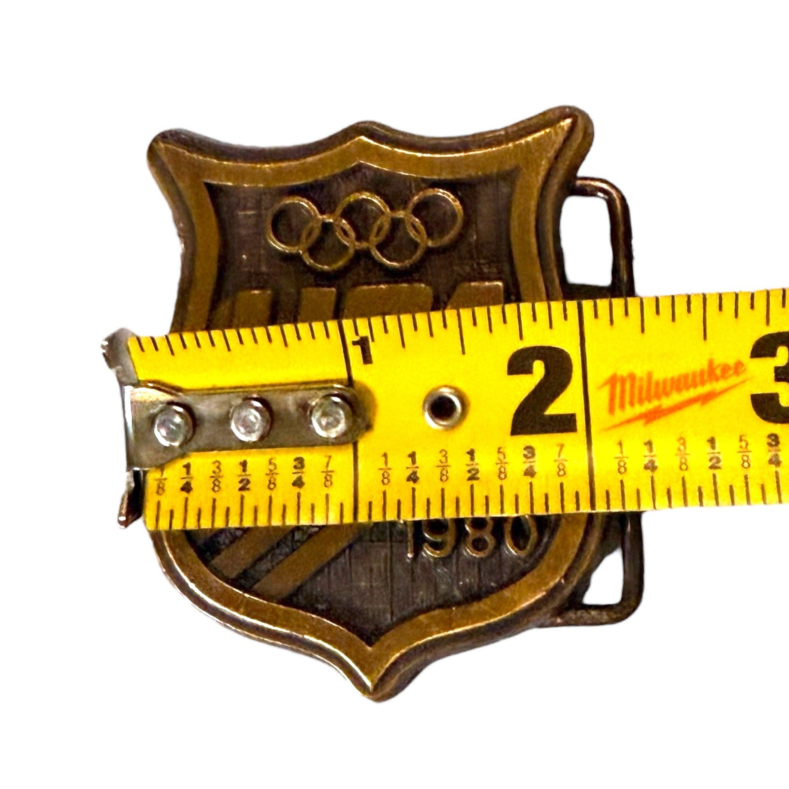 Vintage 1980 Olympic Committee Belt Buckle Bronze Relief